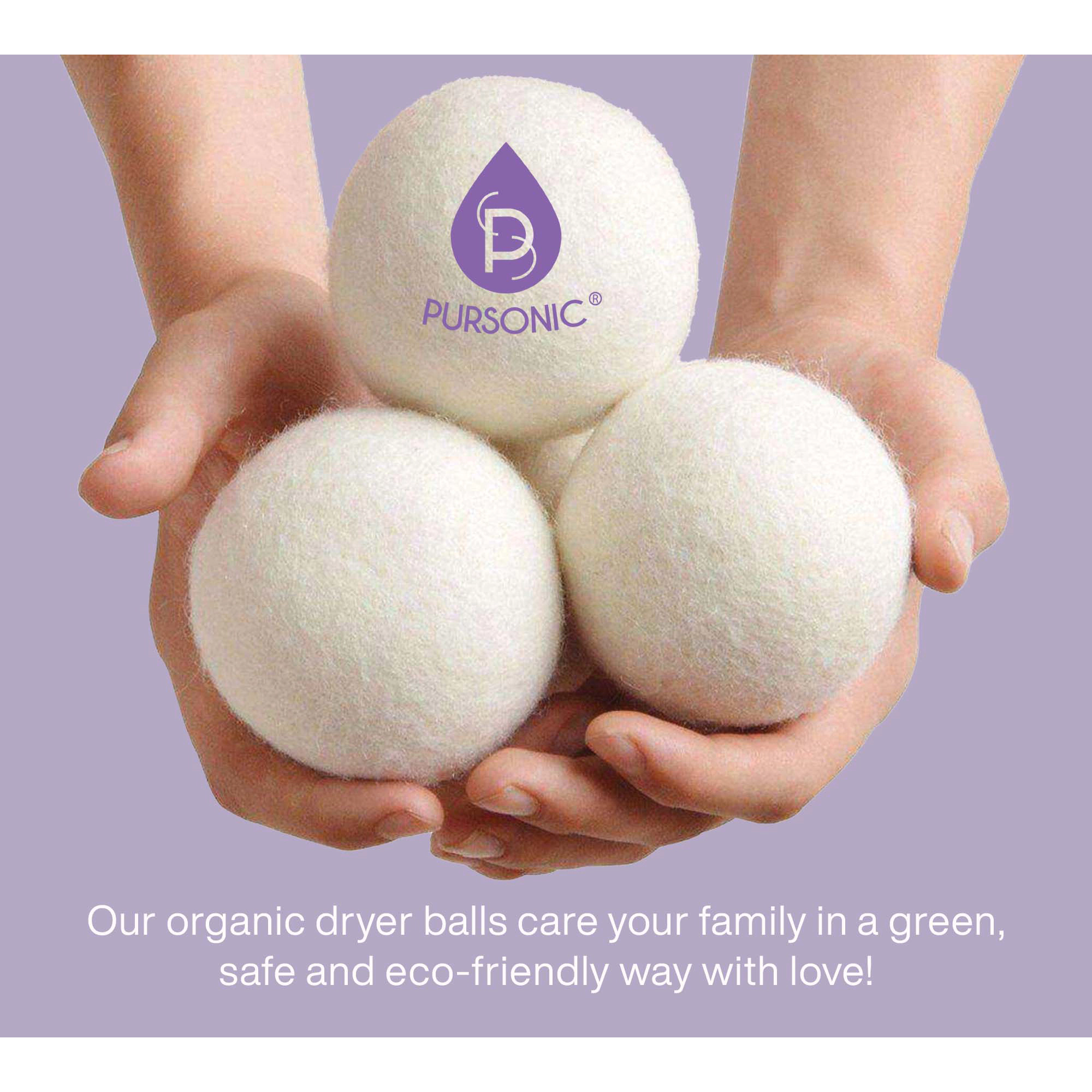 Pursonic Unisex 100% Pure New Zealand Wool Reusable Dryer Balls & Essential Oil Laundry Bundle