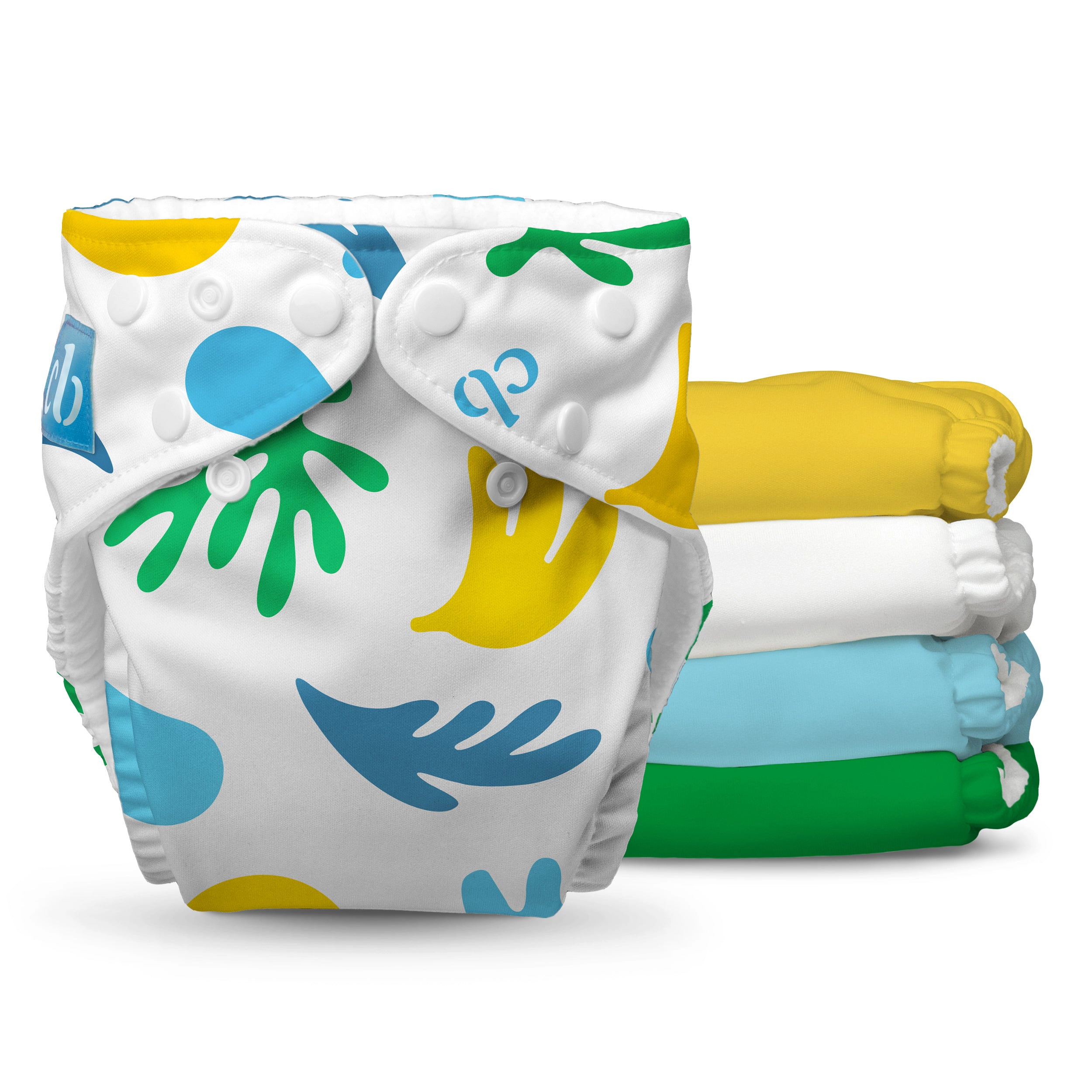 Charlie Banana One-Size Reusable Cloth Diaper Pack - Fleece Lined, Banana Leaves (Pack of 5)