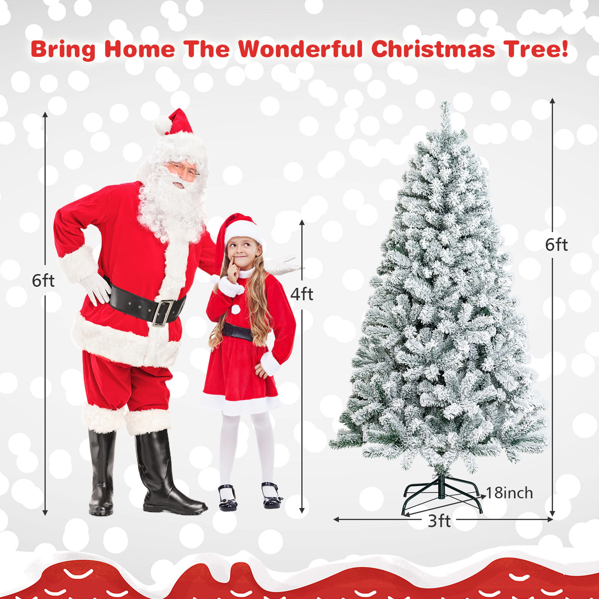 Costway 9ft Snow Flocked Hinged Artificial Christmas Tree Unlit Metal