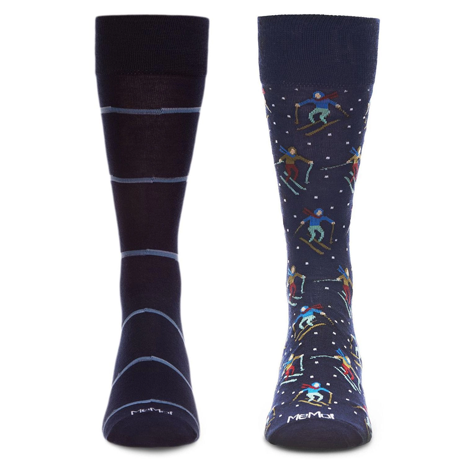 Memoi 2 Pair Men's Sports-Themed Rayon-Blend Novelty Crew Socks