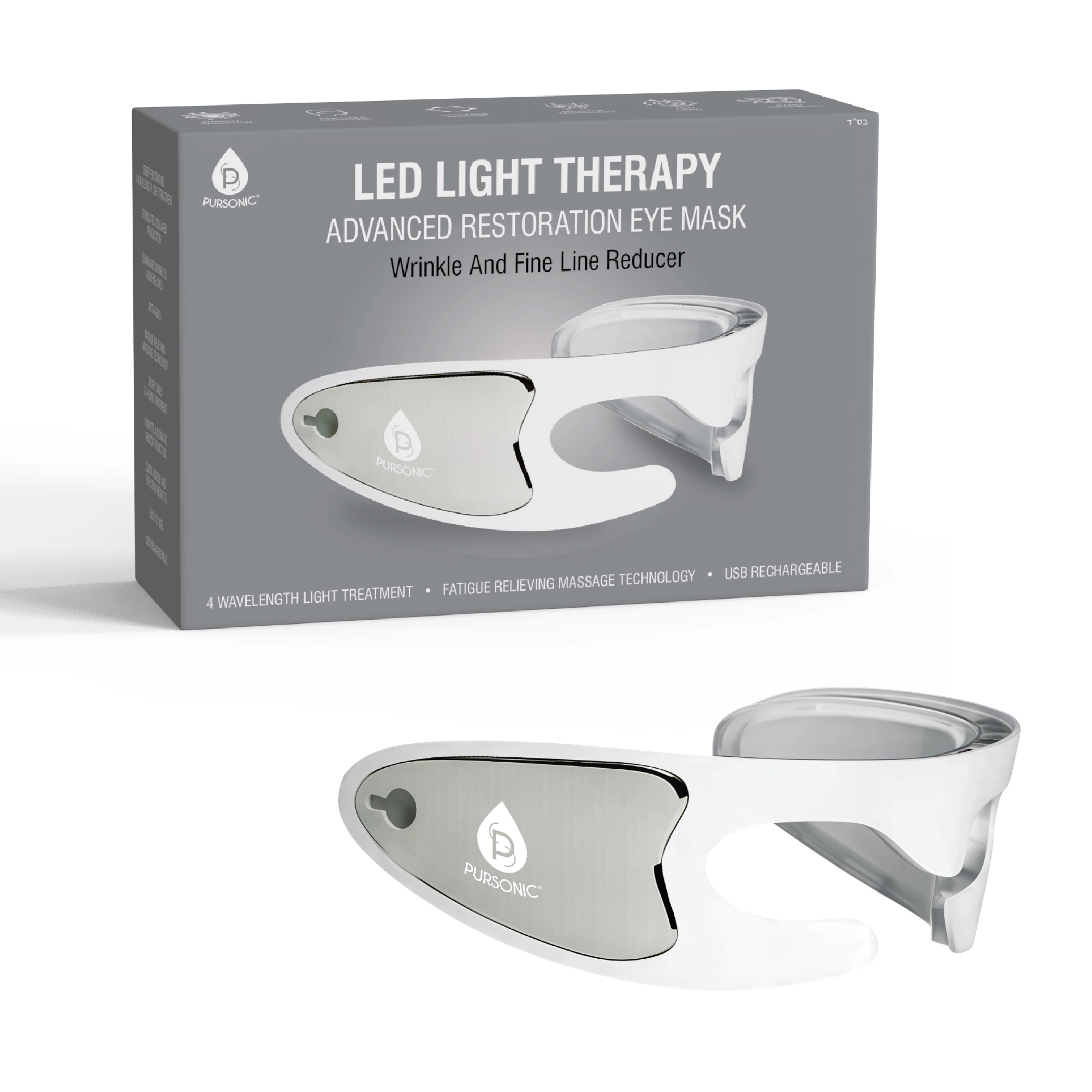 Pursonic Women's LED Light Therapy Eye Mask: 4-Wavelength Collagen Boosting & Anti-Aging Treatment