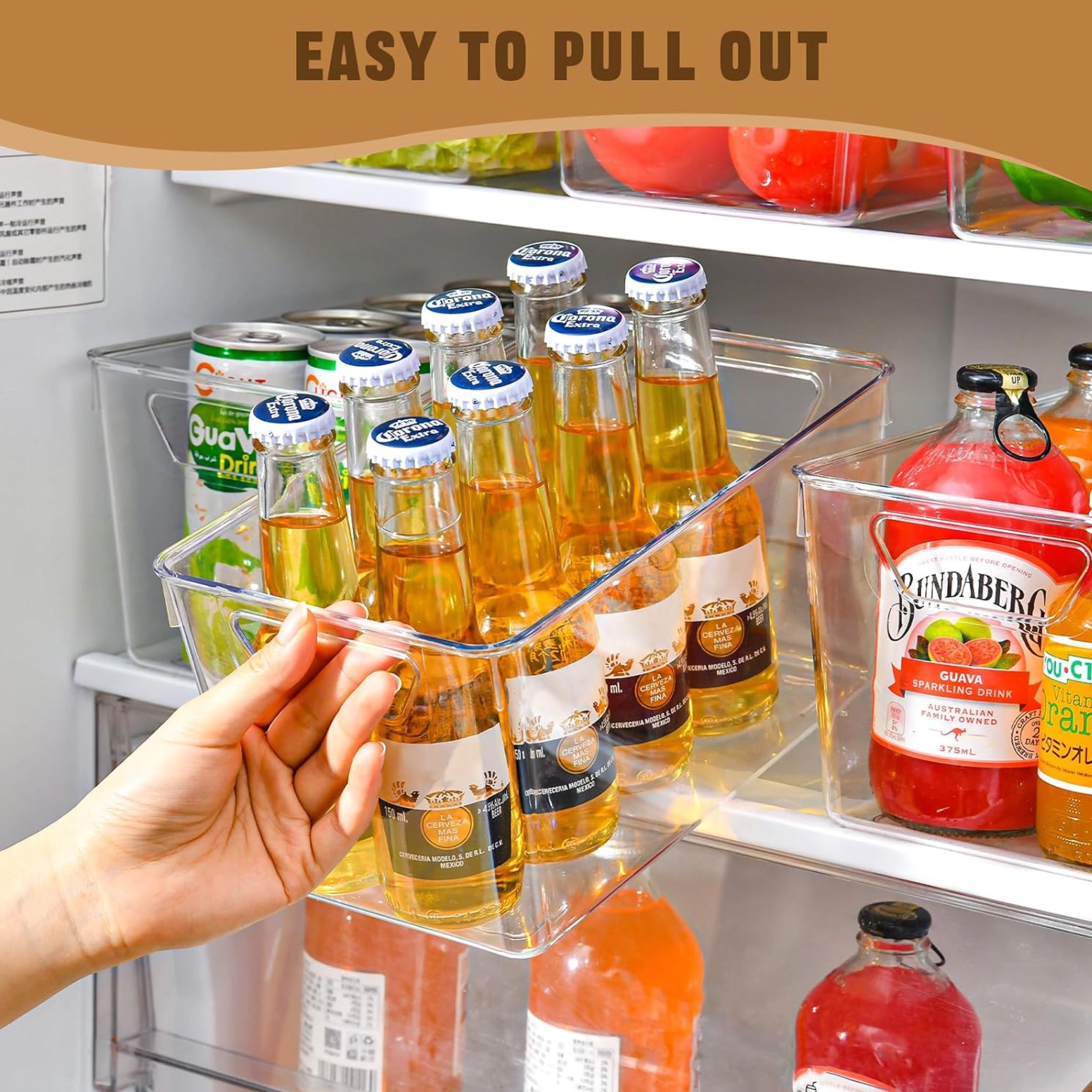 Stock Preferred Pack of 12 Clear Plastic Pantry and Refrigerator Storage Bins with Handles