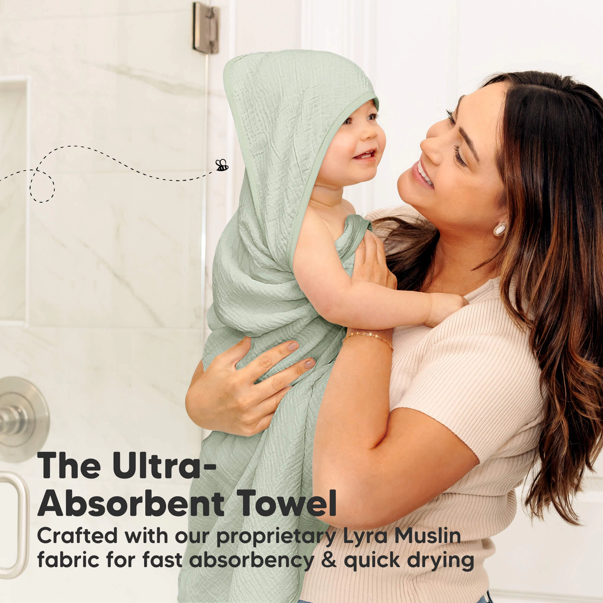 KeaBabies 2-Pack Lyra Muslin Hooded Towels, Regular