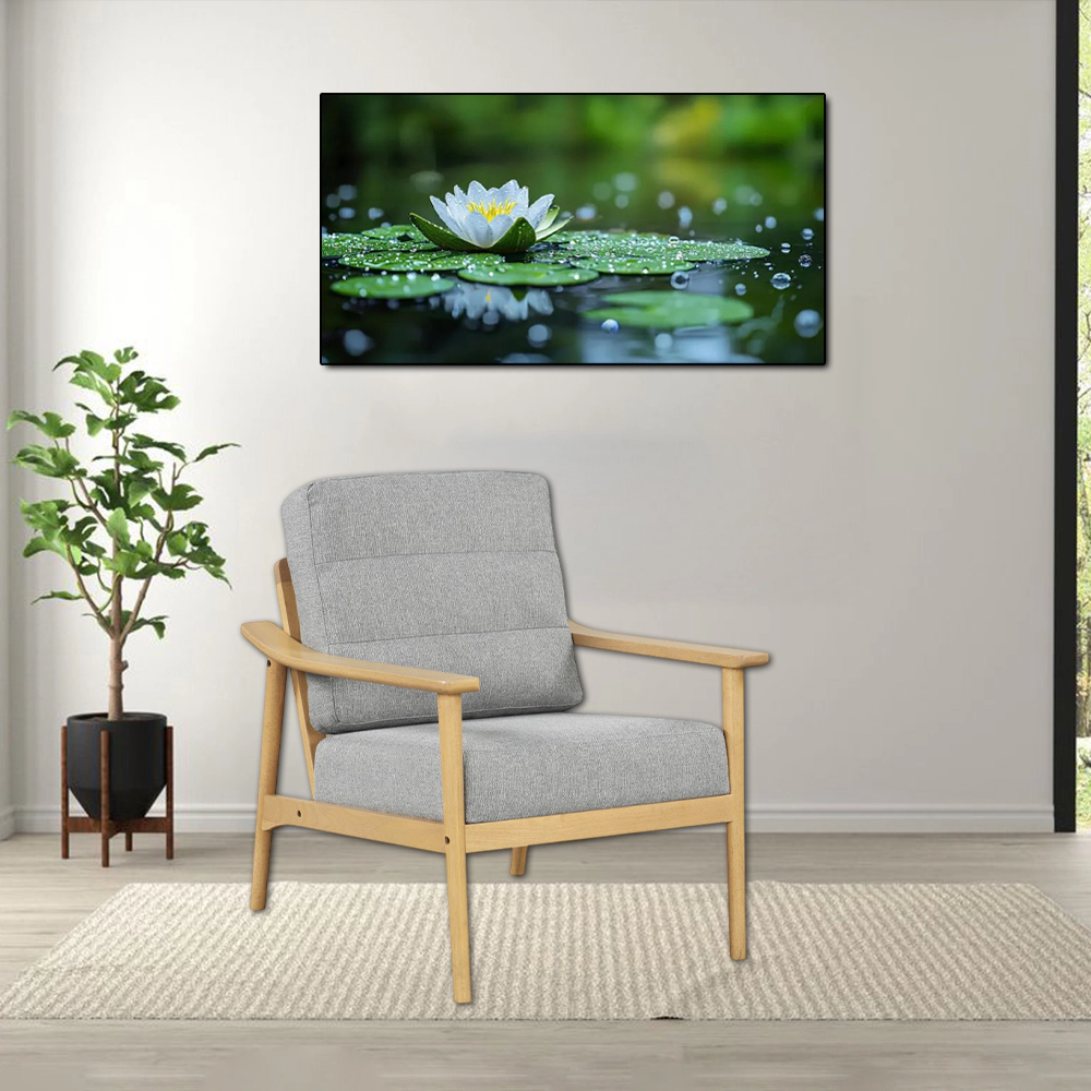 Hivvago Living Room Armchair with Solid Rubber Wood Frame and Armrests