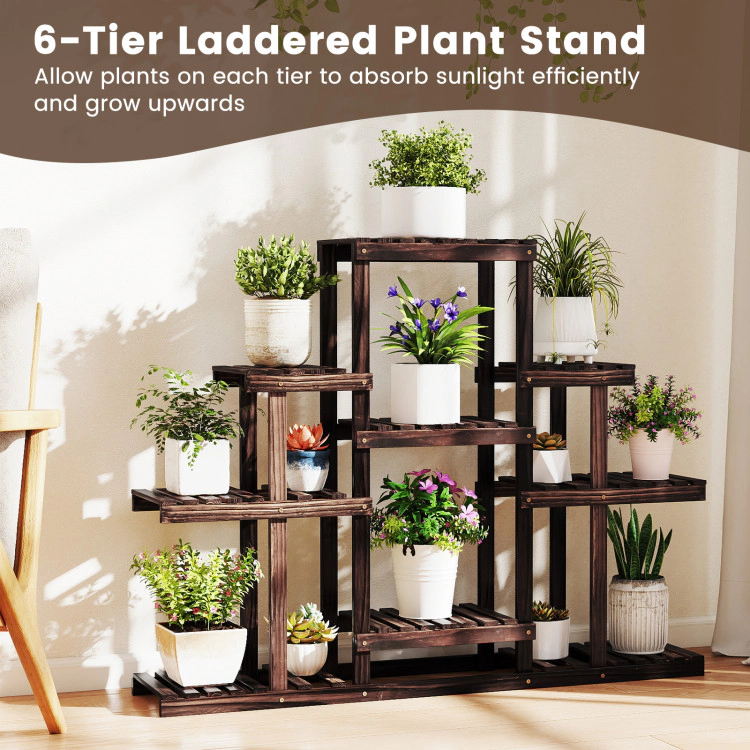 Hivvago Indoor Outdoor Wood Plant Stand Multi-Tiered Corner Plant Shelf Flowerpot Holder