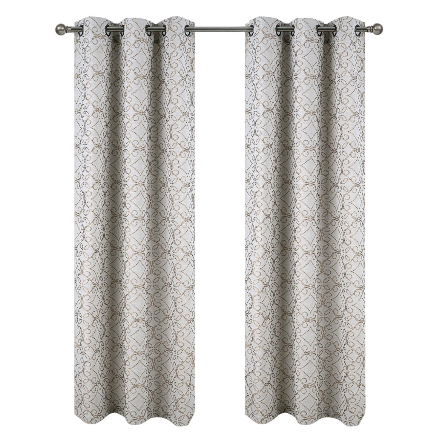 RT Designer Collection Woodbridge Jacquard Grommet Luxurious Modern Design Curtain Panel 54" x 84" Taupe