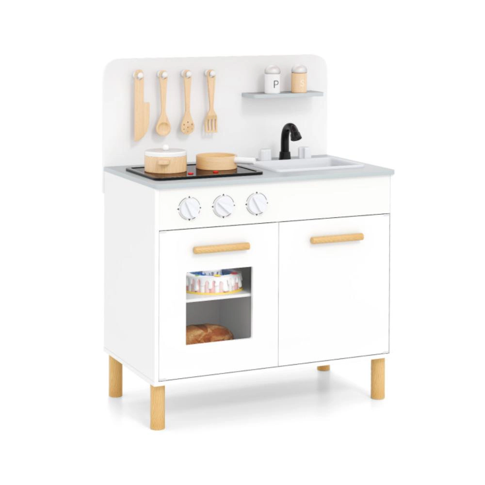 Hivvago Kids Kitchen Playset With Cooking Accessories And Storage