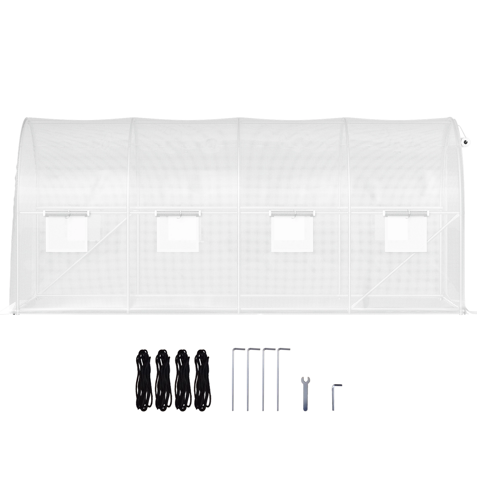 HONGGE Walk-in Tunnel Greenhouse Portable Plant Hot House with Galvanized Steel Hoops 1 Top Beam Diagonal Poles