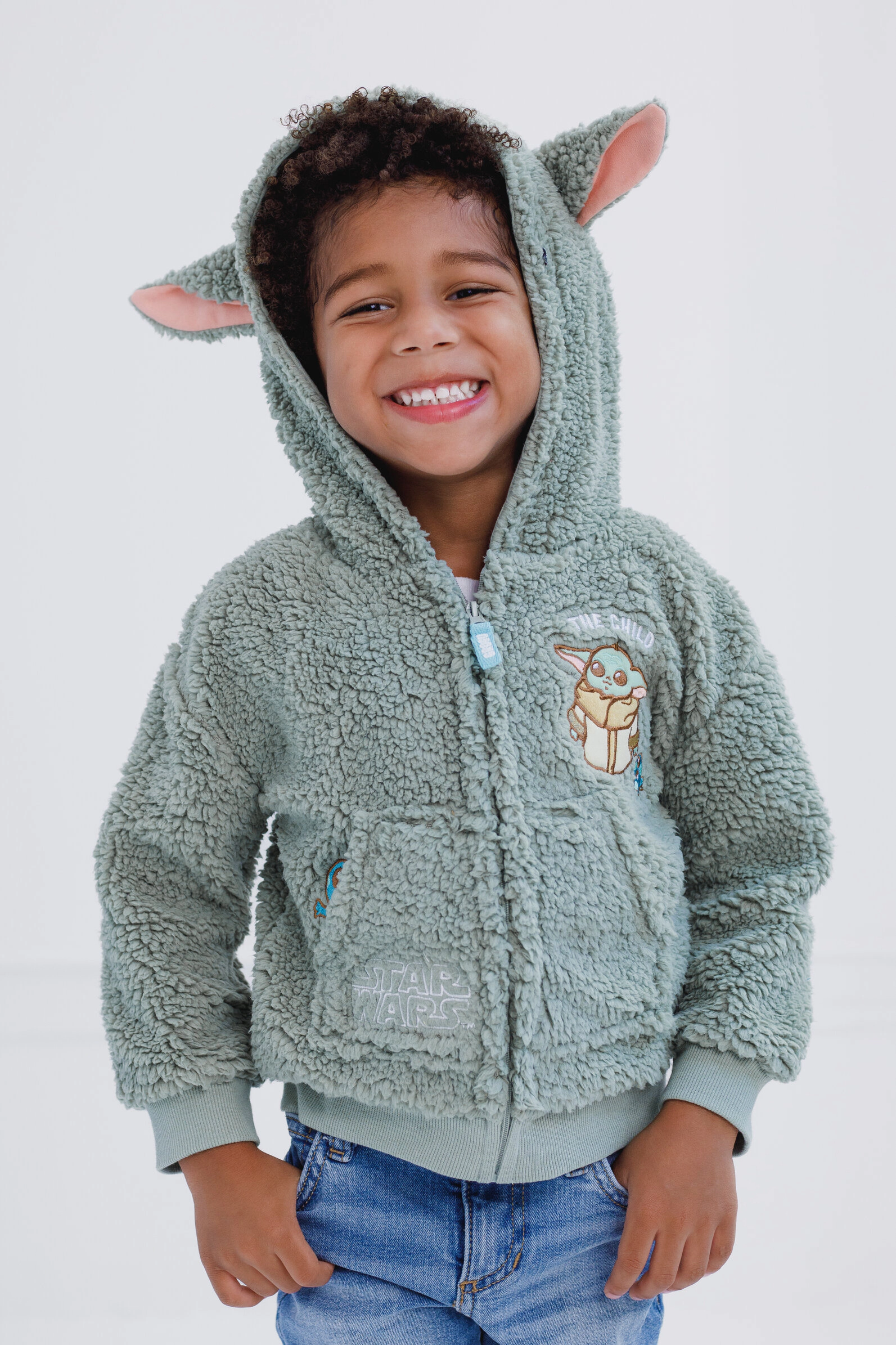 Star Wars The Mandalorian Grogu Cosplay Fleece Zip-Up Hoodie