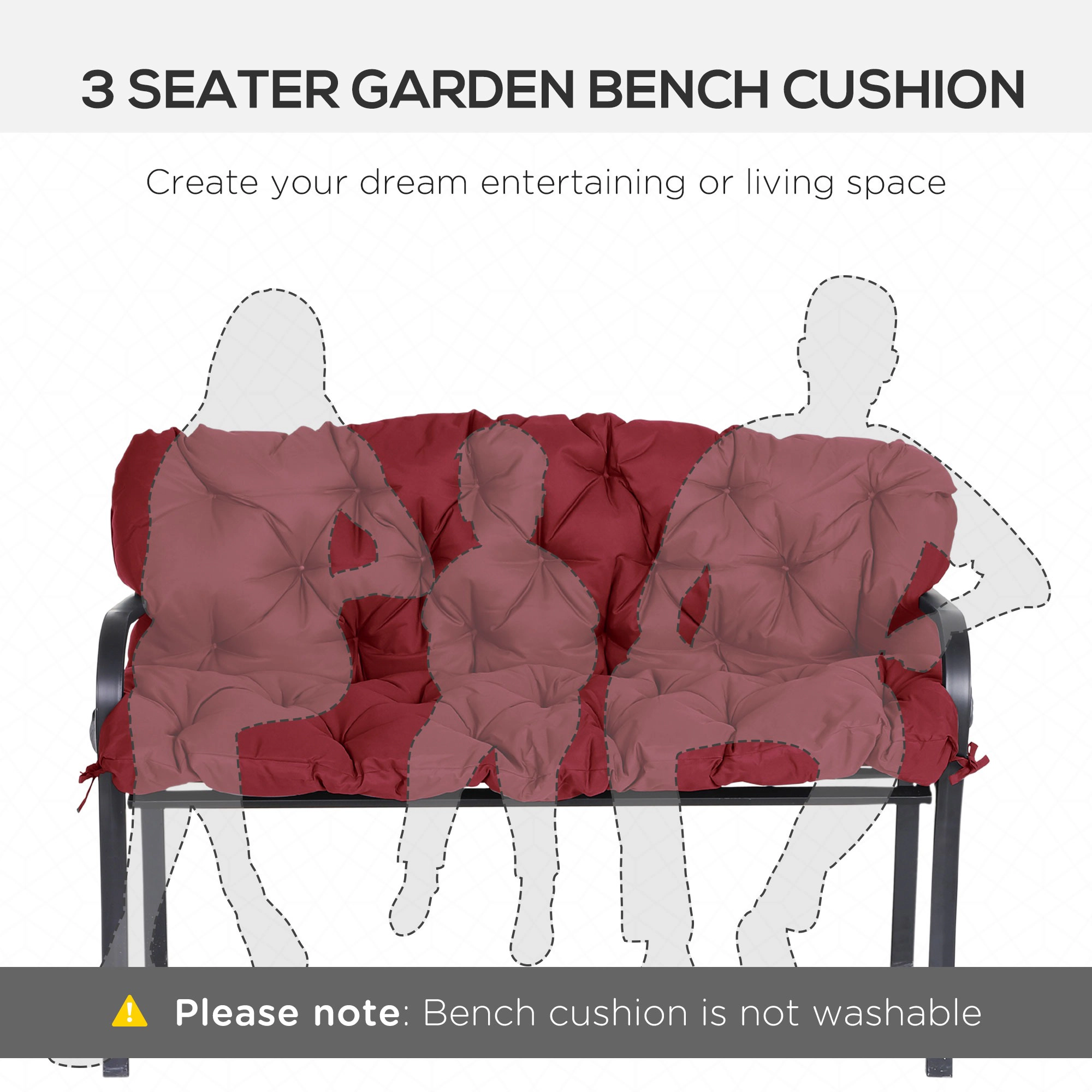HONGGE 59" x 38" Tufted Bench Cushion for Outdoor Furniture, 3-Seater Replacement Swing Chair, Patio Sofa/Couch