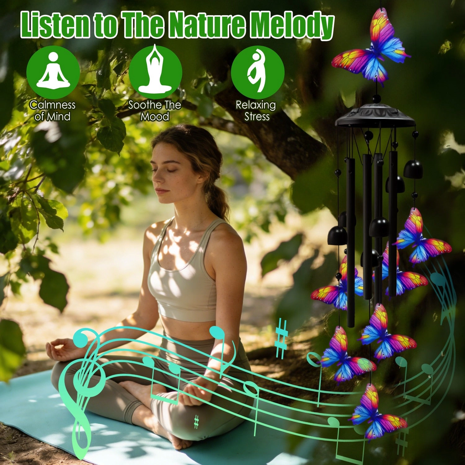 GBruno Metal Butterfly Wind Chimes With Aluminum Tubes