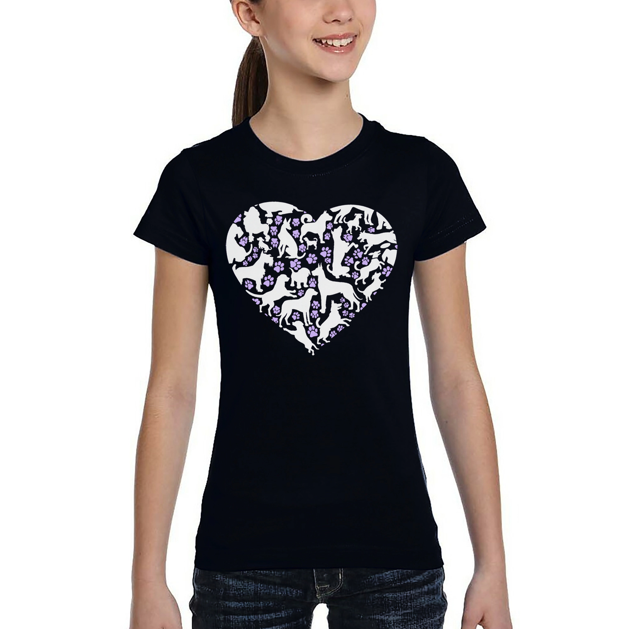 LA Pop Art Girls Word T-Shirt - Dog Heart