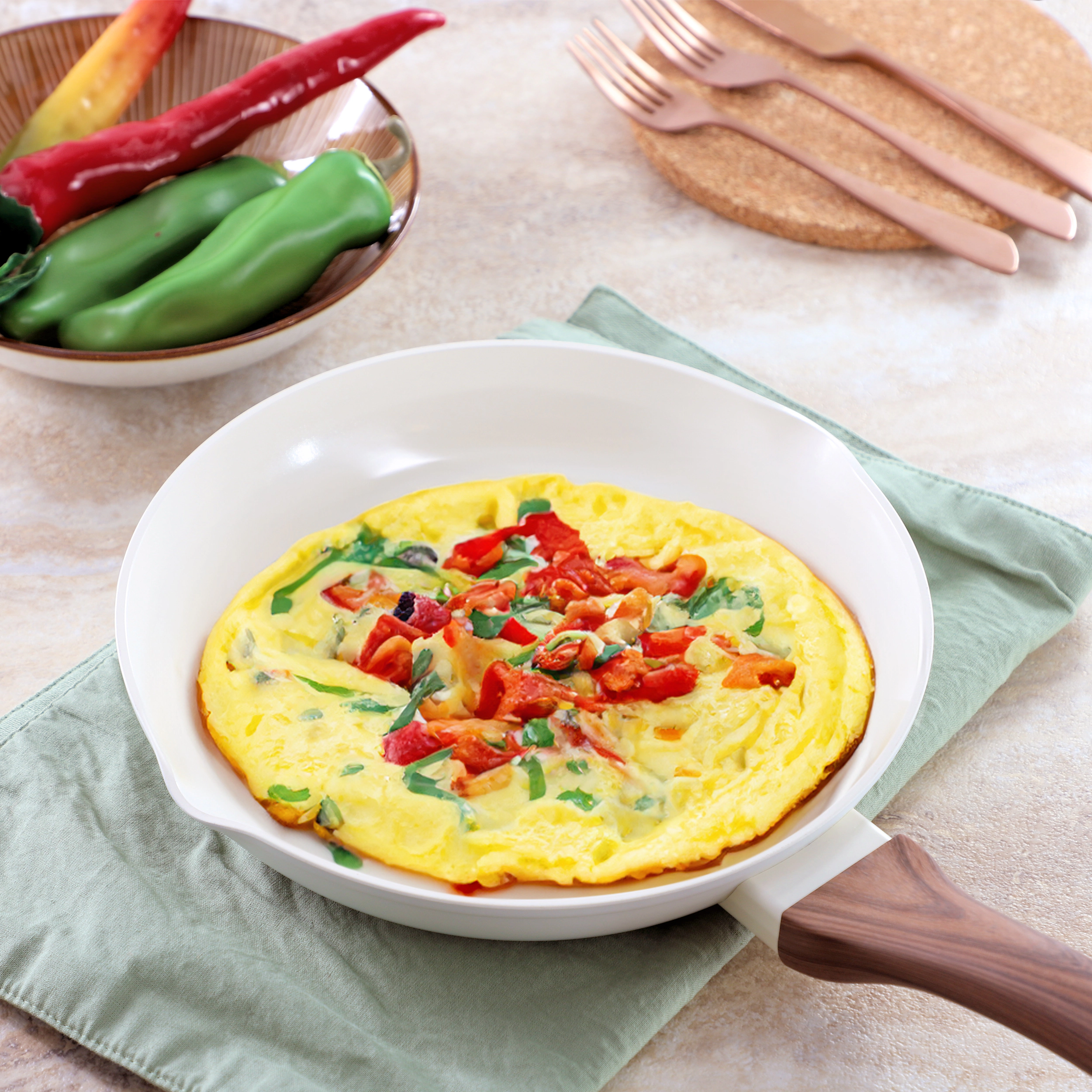 Oster Amberg Choice Inch Ceramic Nonstick Forged Aluminum Frying Pan in Off-White