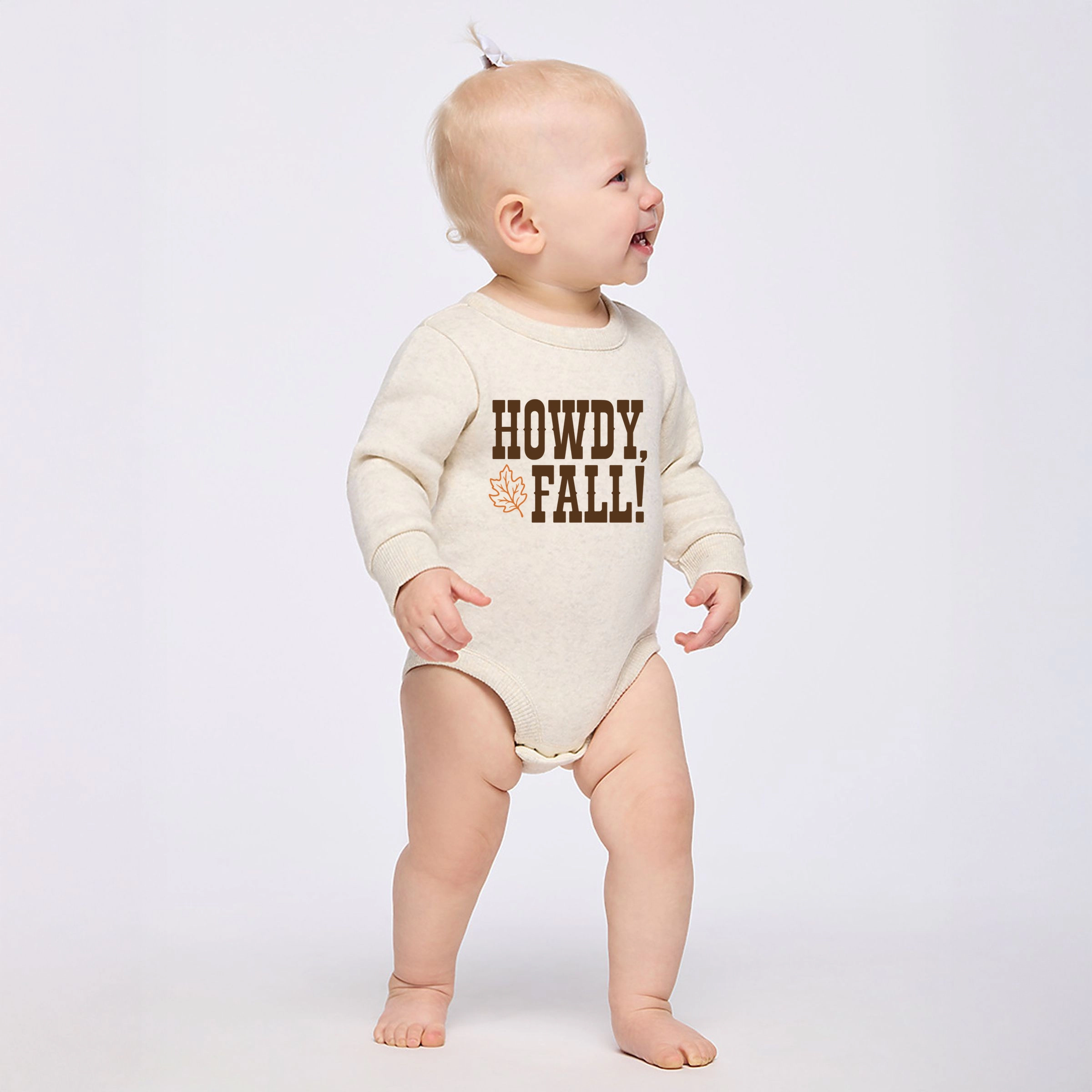 The Juniper Shop - Infant Fleece BodySuit Howdy Fall Leaf