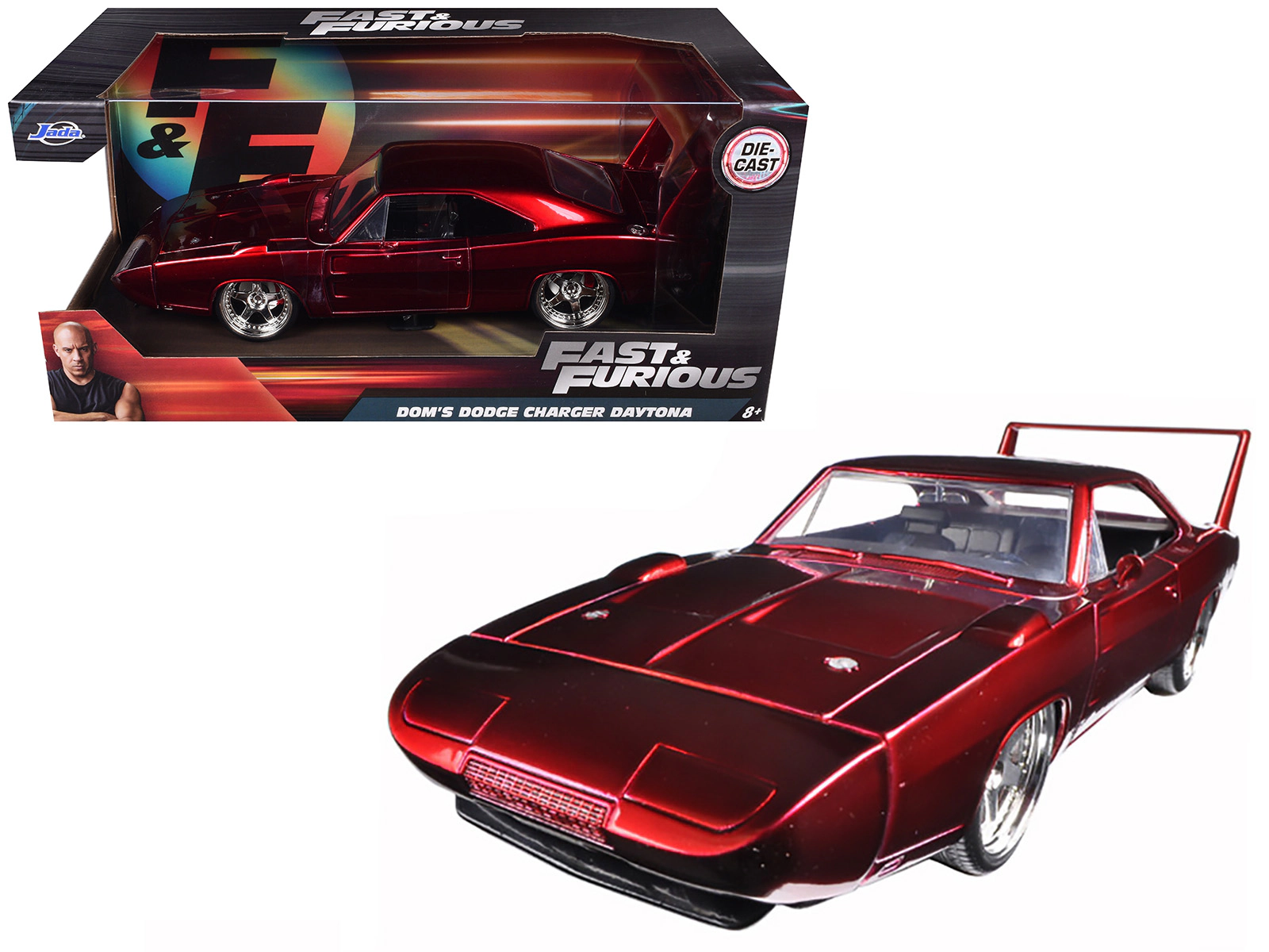 Jada 1969 Dodge Charger Daytona Red "Fast & Furious 7" (2015) Movie 1/24 Diecast Model Car by Jada