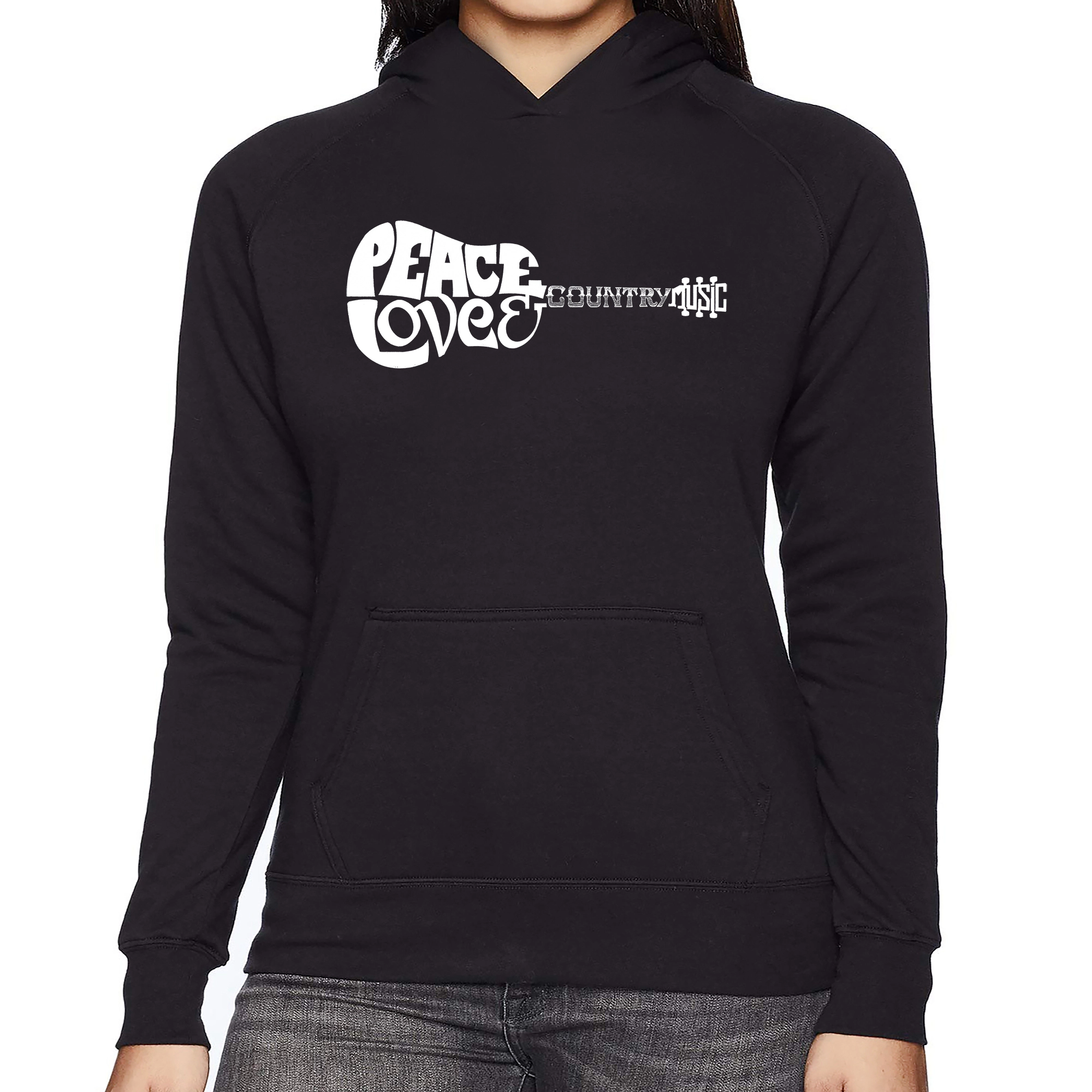 LA Pop Art Peace Love Country - Women's Word Hooded Sweatshirt