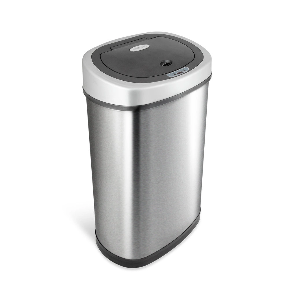 Ninestars Classic Oval 13.2-Gallon Stainless Steel Motion Sensor Trash Can