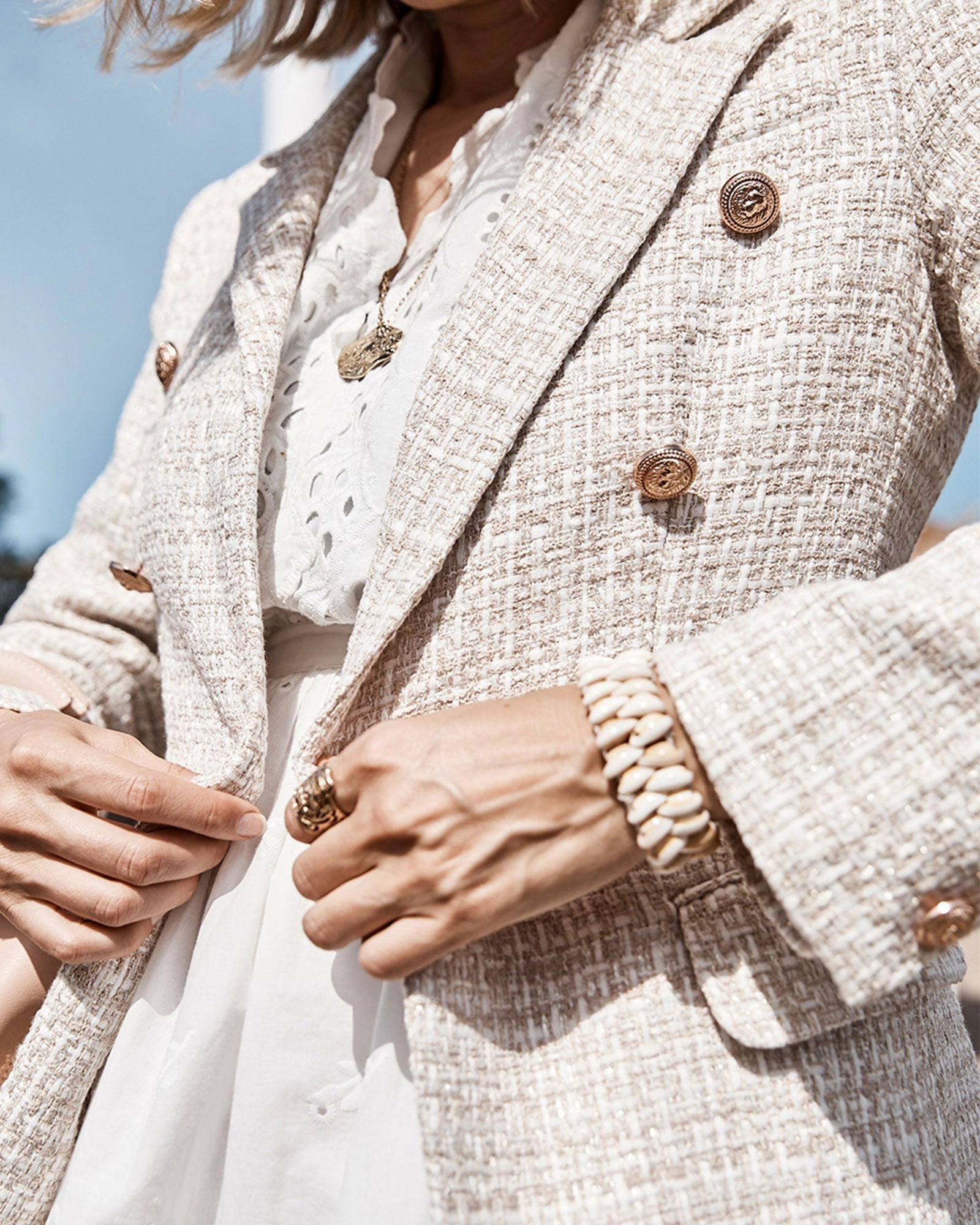 Belle & Bloom Womens Princess Polina Textured Weave Blazer