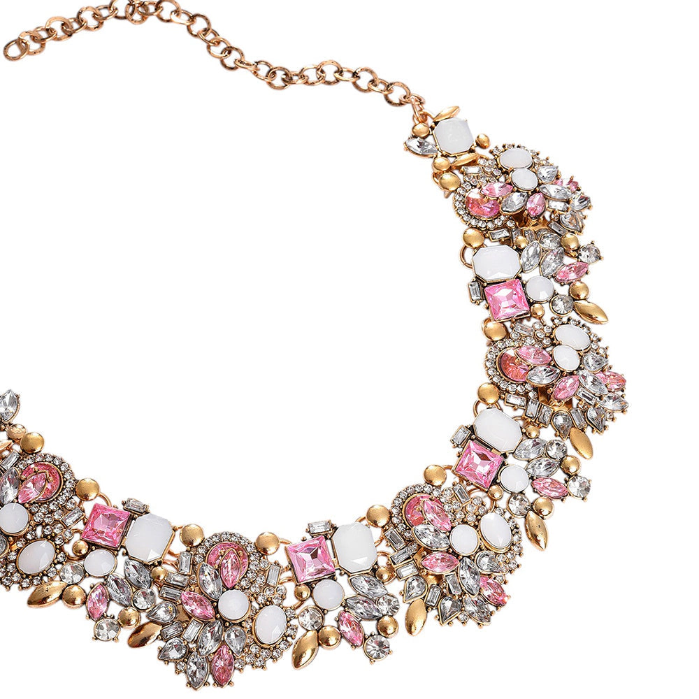 SOHI Women's Silver Plated Stone Necklace