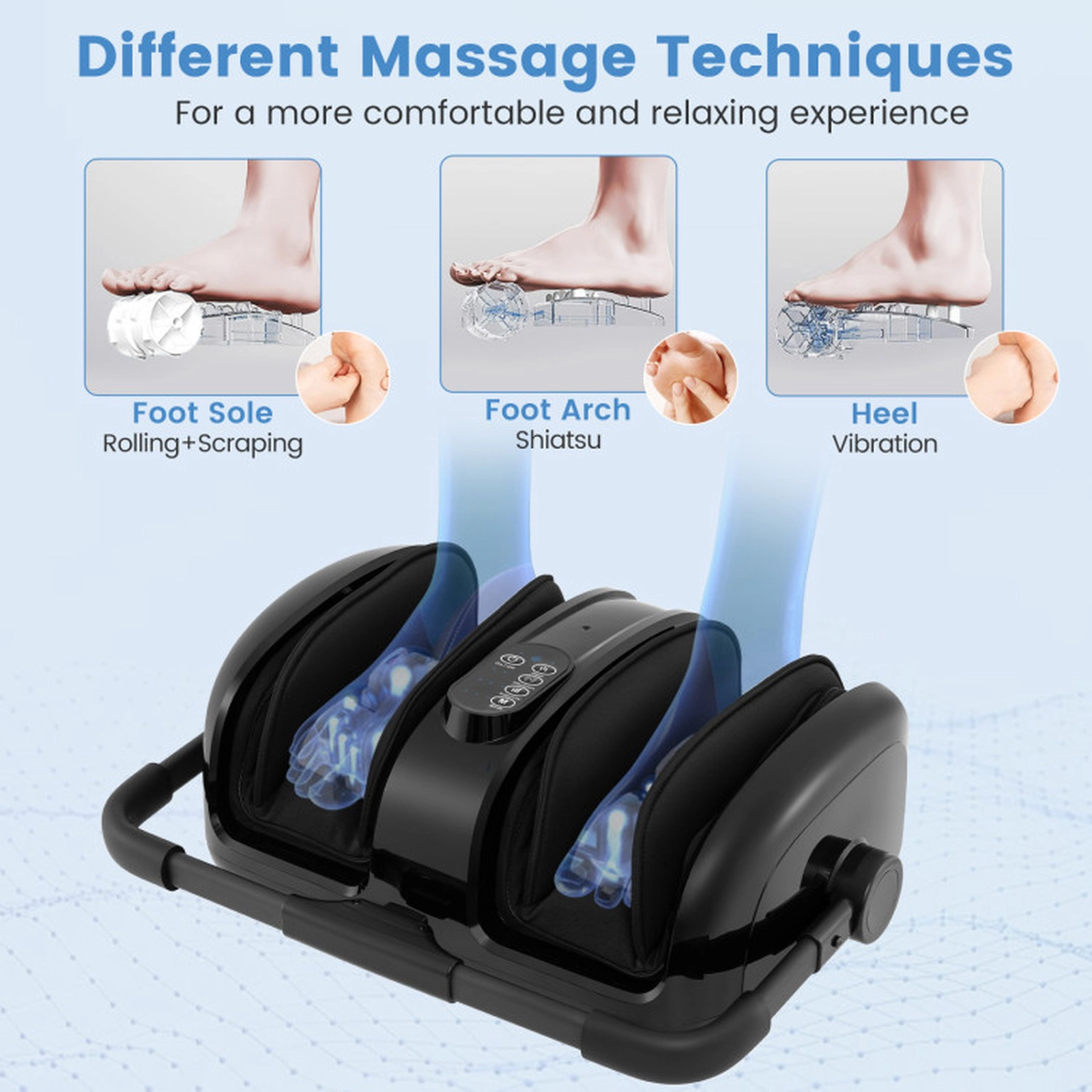 SUGIFT Black Foot and Leg Massager with Compression and 360-Degree Rotating Stand 23-in W 18-in D 9-in H