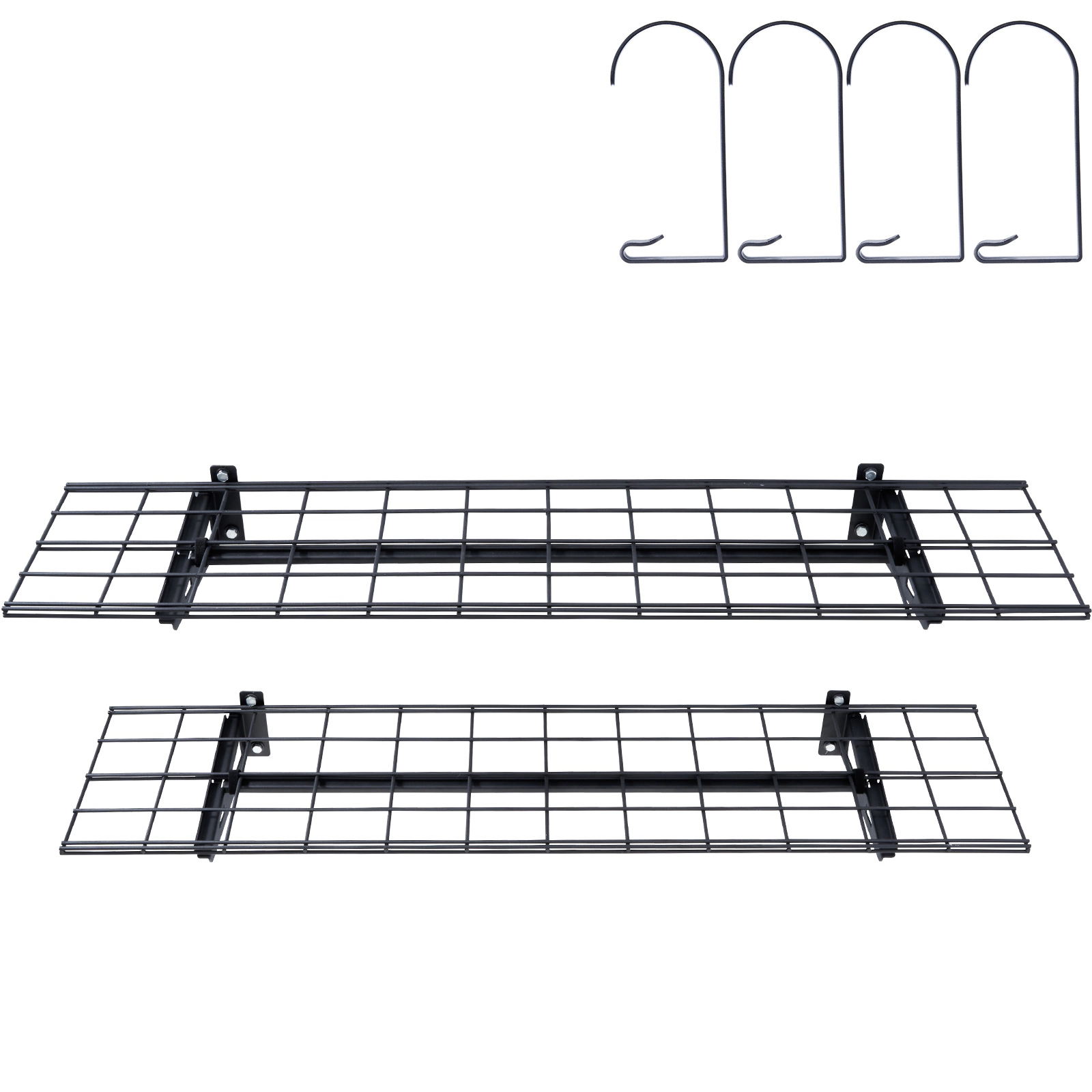HONGGE 4 x 1 ft Garage Wall Shelving, 2-Pack Heavy Duty Steel Shelves, 400 lb Capacity for Shop & Garage Storage
