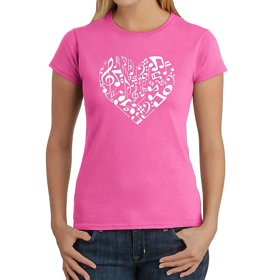 LA Pop Art Women's Word Art T-Shirt - Heart Notes