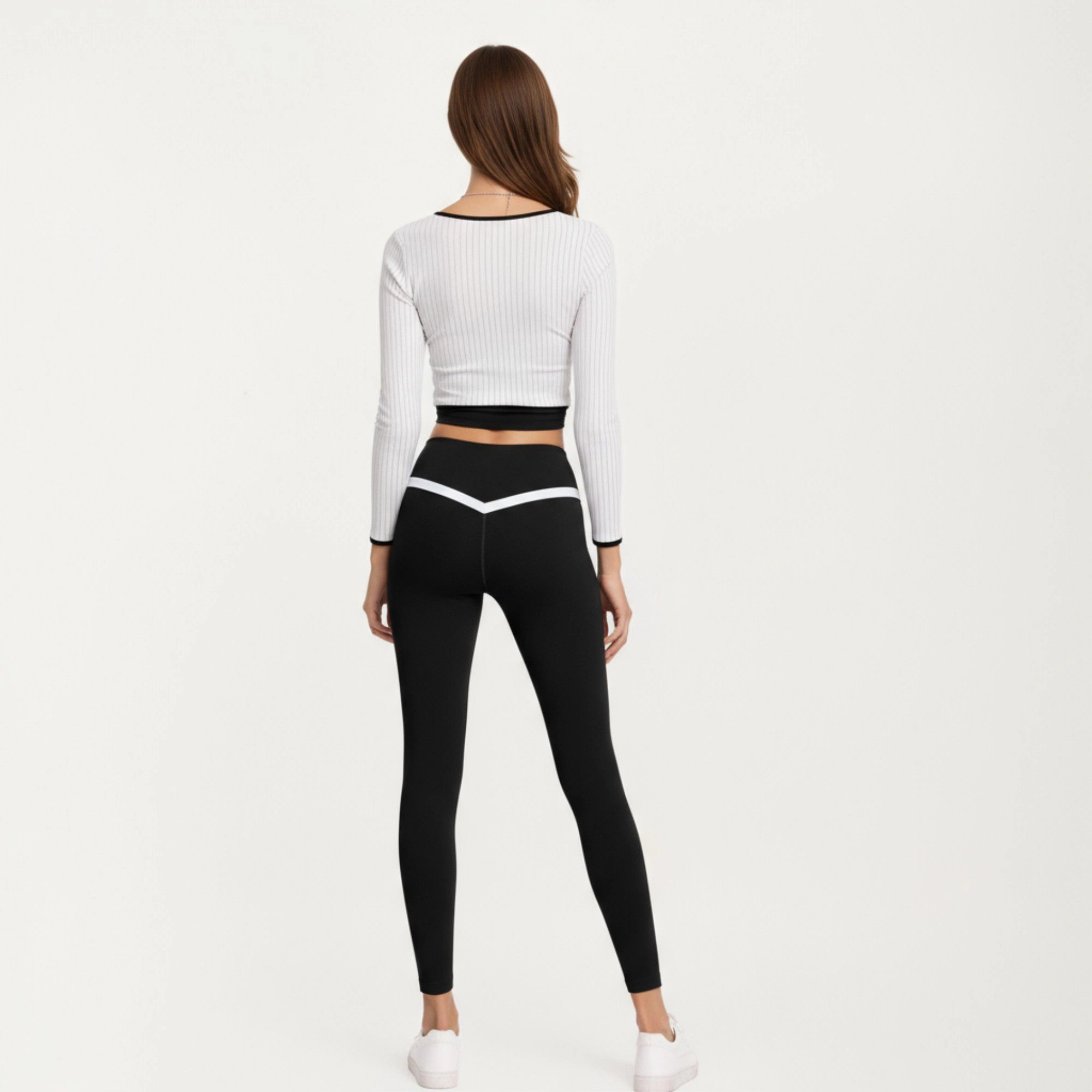 Anna-Kaci Active Women's Crossover Waist Colorblock Full Length Leggings with Stretch Fit Fabric