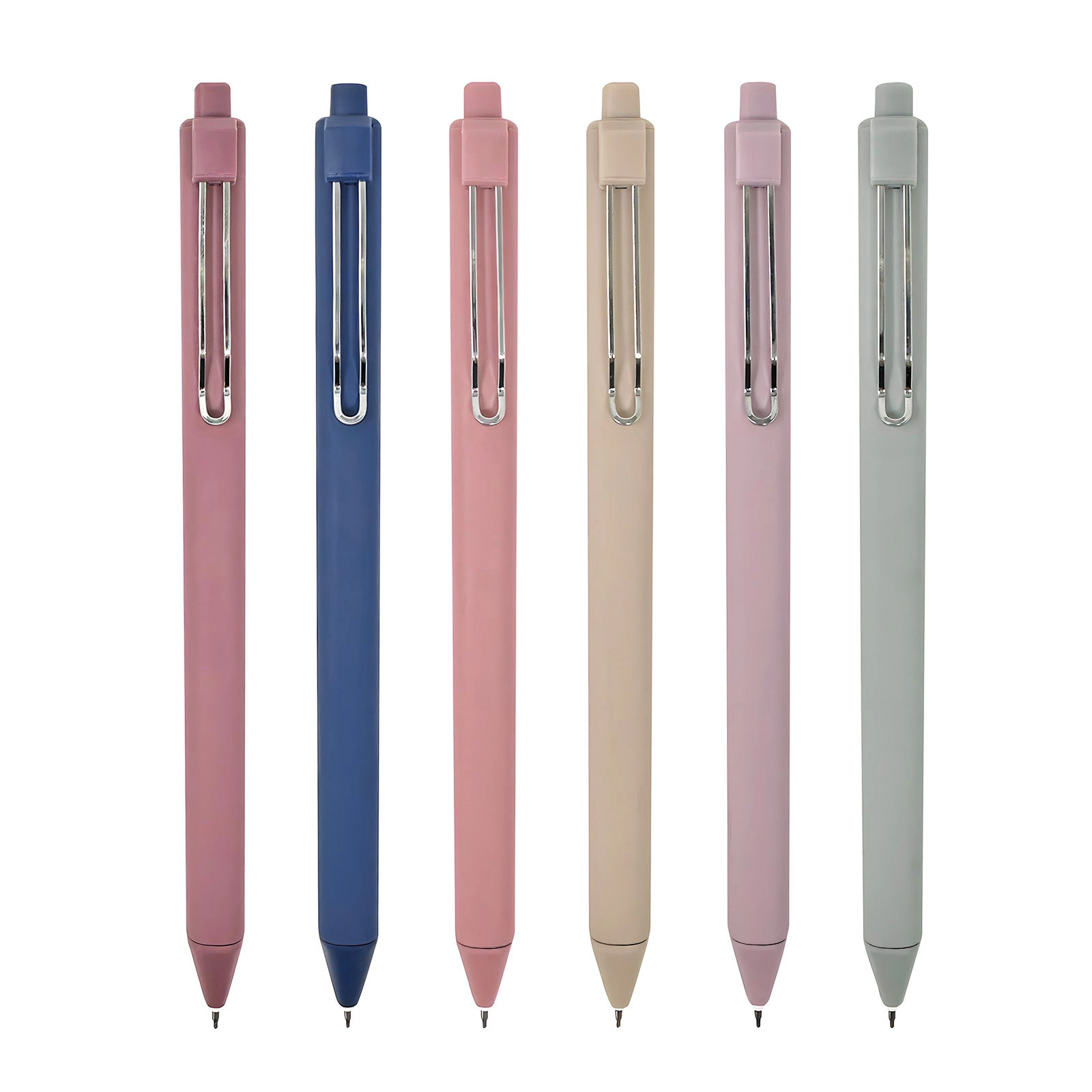Wrapables Retractable Black Ink Gel Pens, 0.5mm Fine Point for Home and Office, Stormy, Set of 6