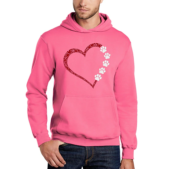 LA Pop Art Meow Heart - Men's Word Art Hooded Sweatshirt