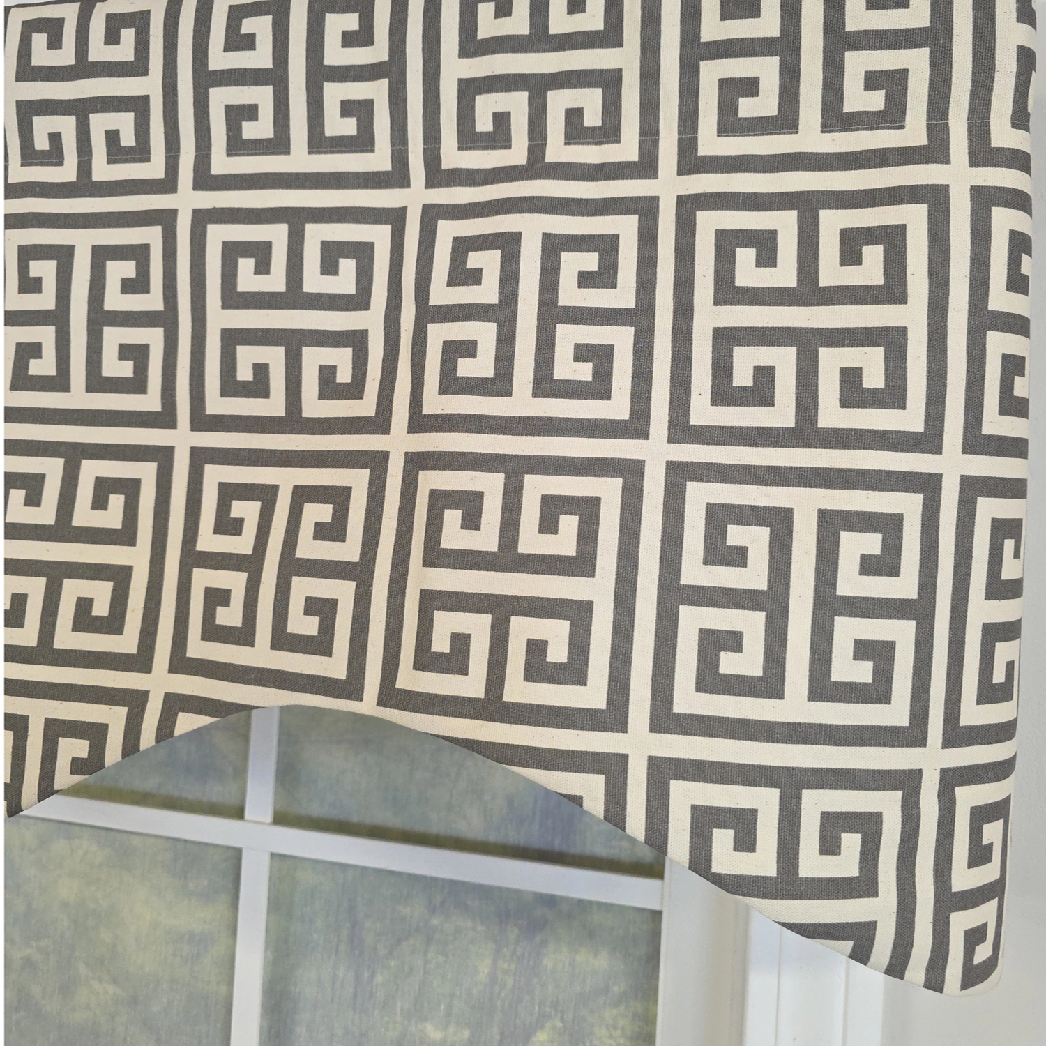RLF Home 100% Cotton Tower Cornice With Poly/Cotton Ivory lining Rod Pocket Valance 50" x 17" Beige