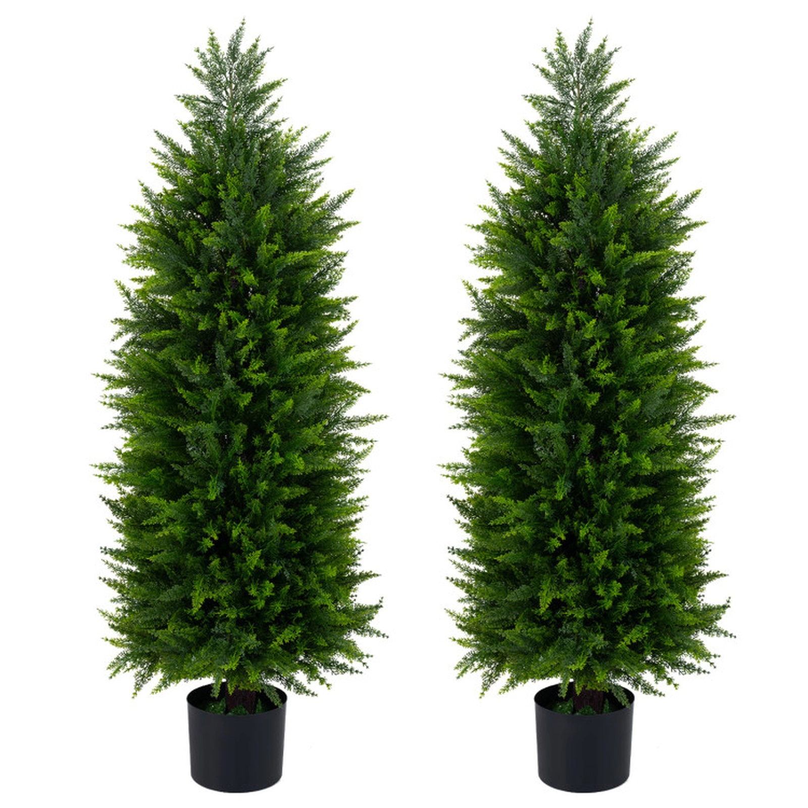 SUGIFT Set of 2 Cedar Cypress Cement-Filled Pot Artificial Topiary Trees 47.5-in x 15.5-in 6-in Pot 18-lb Green