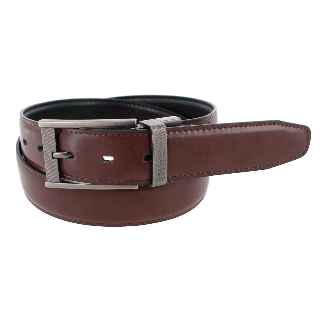 London Fog Men's 35mm Reversible Dress Belt with Burnished Buckle