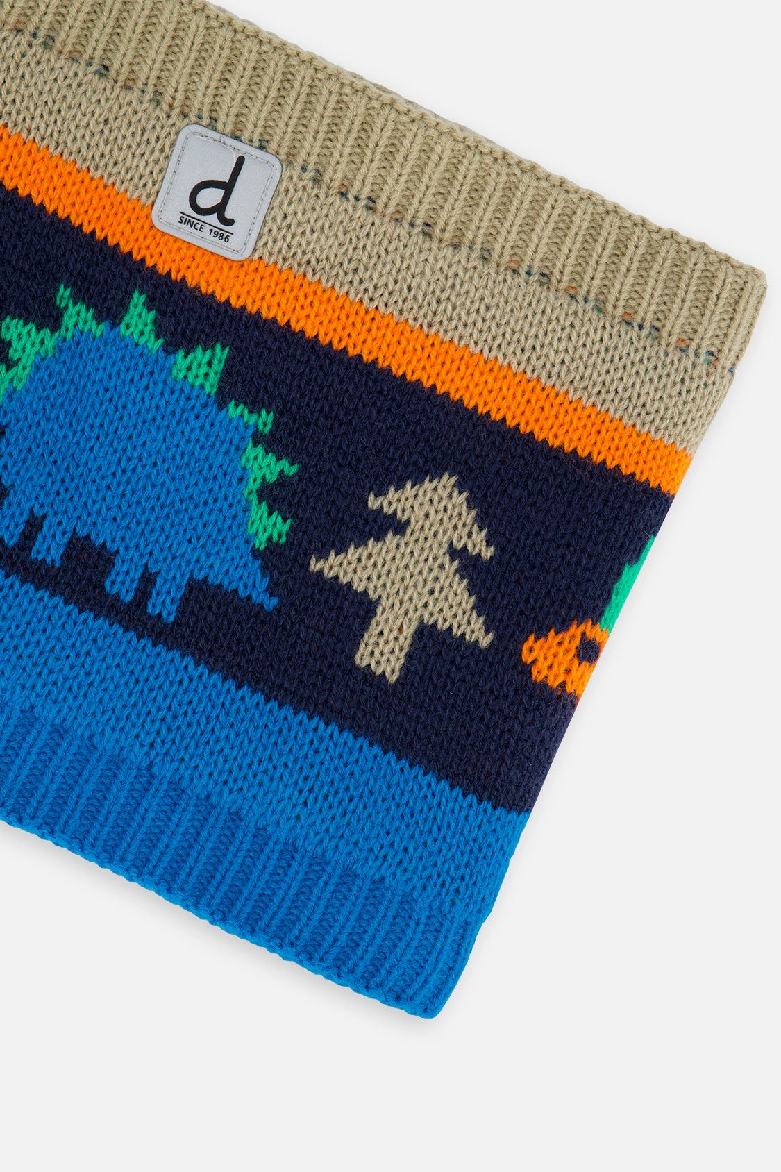 Deux par Deux Boys Dinosaur Print Jacquard Winter Knit Neckwarmer 2-6 Years