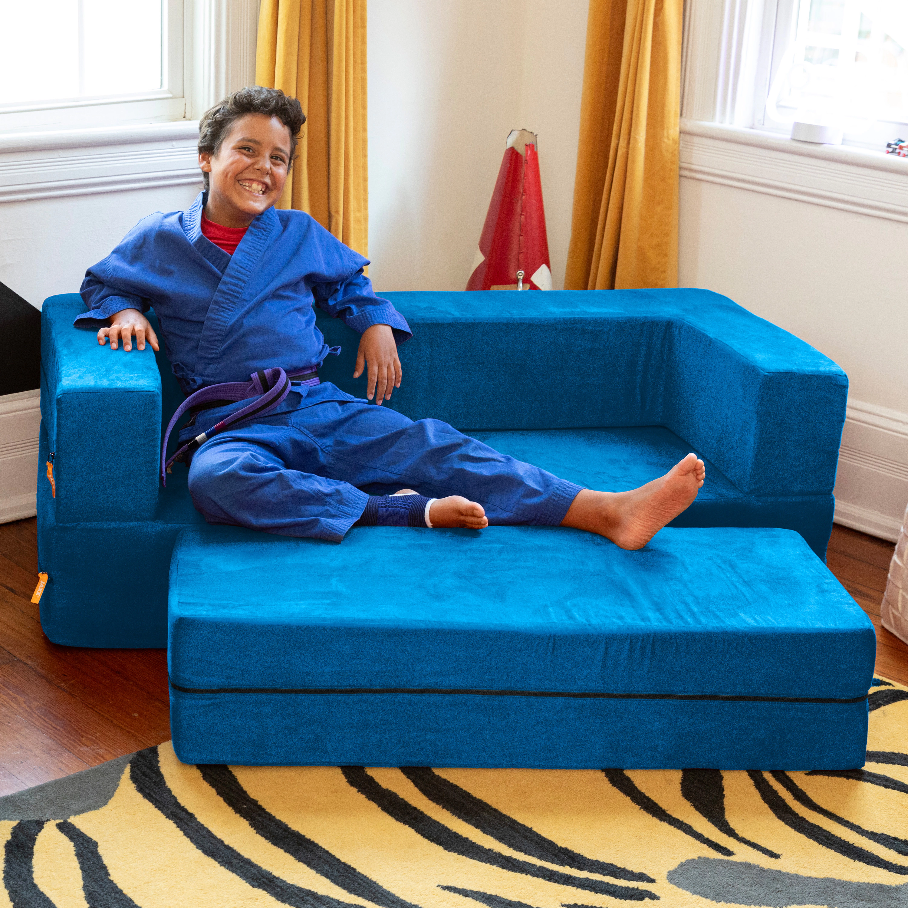 Zipline Kids Sofa & Large Ottoman, 3 1 Fold Out