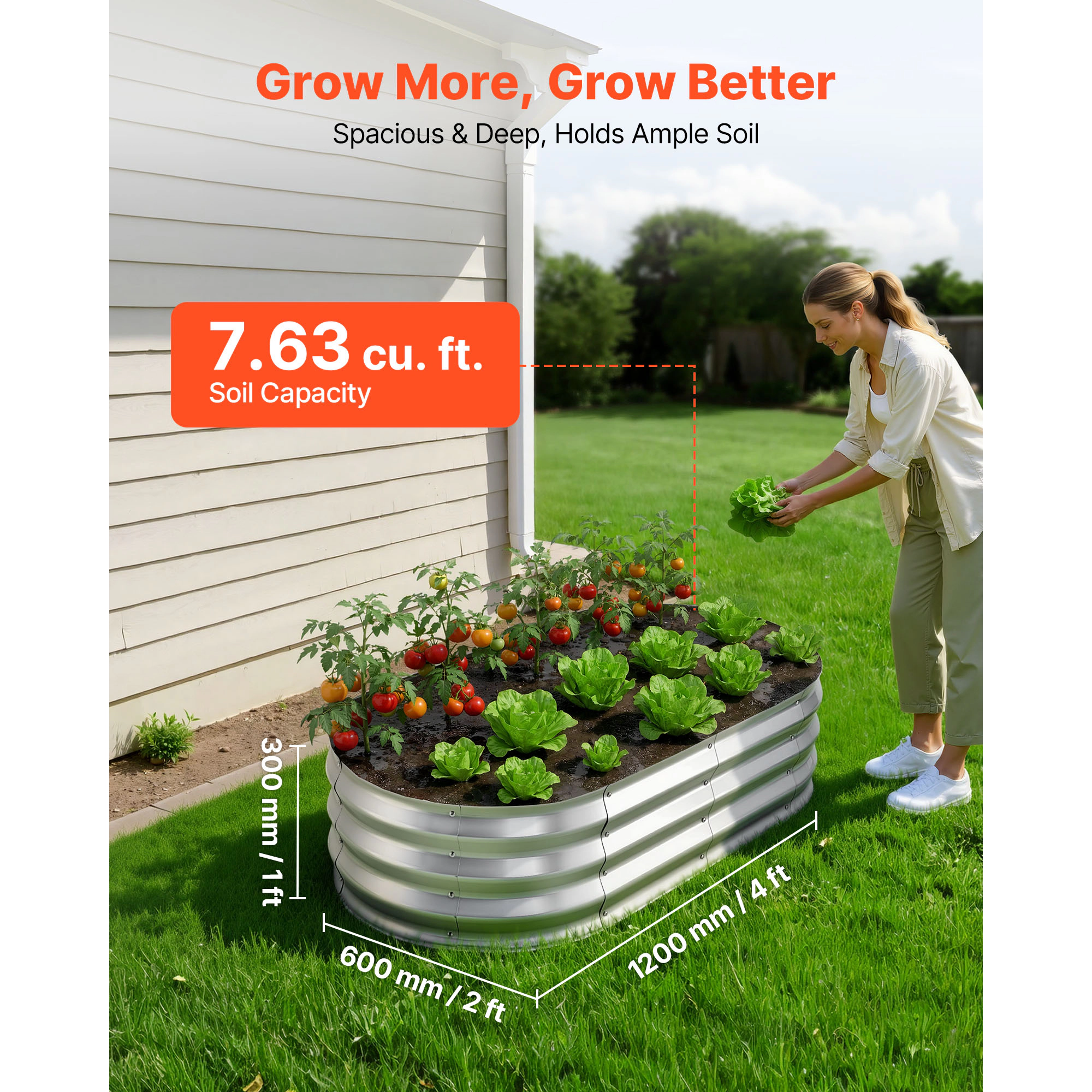 HONGGE Set of 2 Oval Raised Garden Beds, 4x2x1 Ft Each, Rustproof Alu-Zinc Planter Boxes with Open Bottom