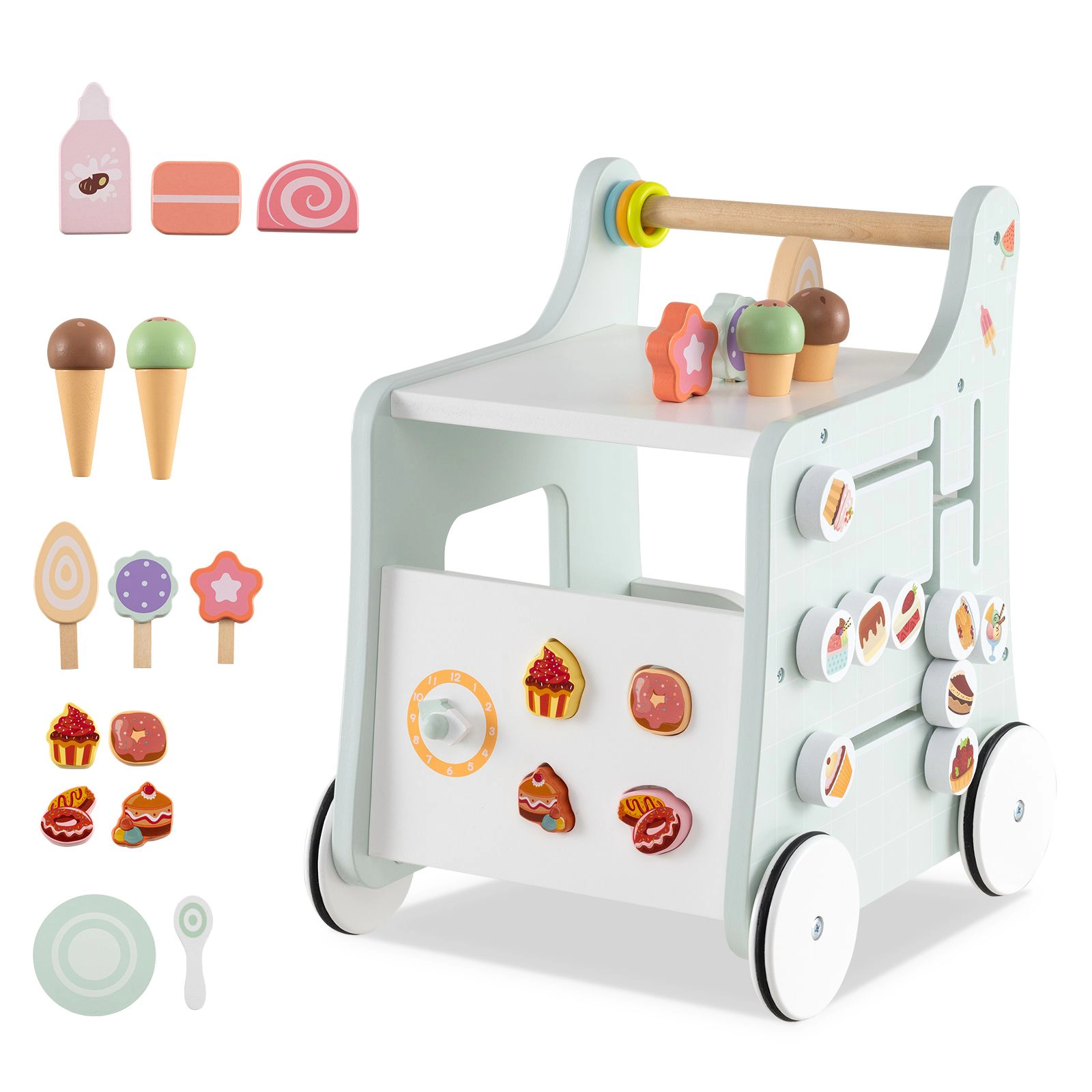 SlickBlue Montessori Push Walker Toy with Interactive Learning Features