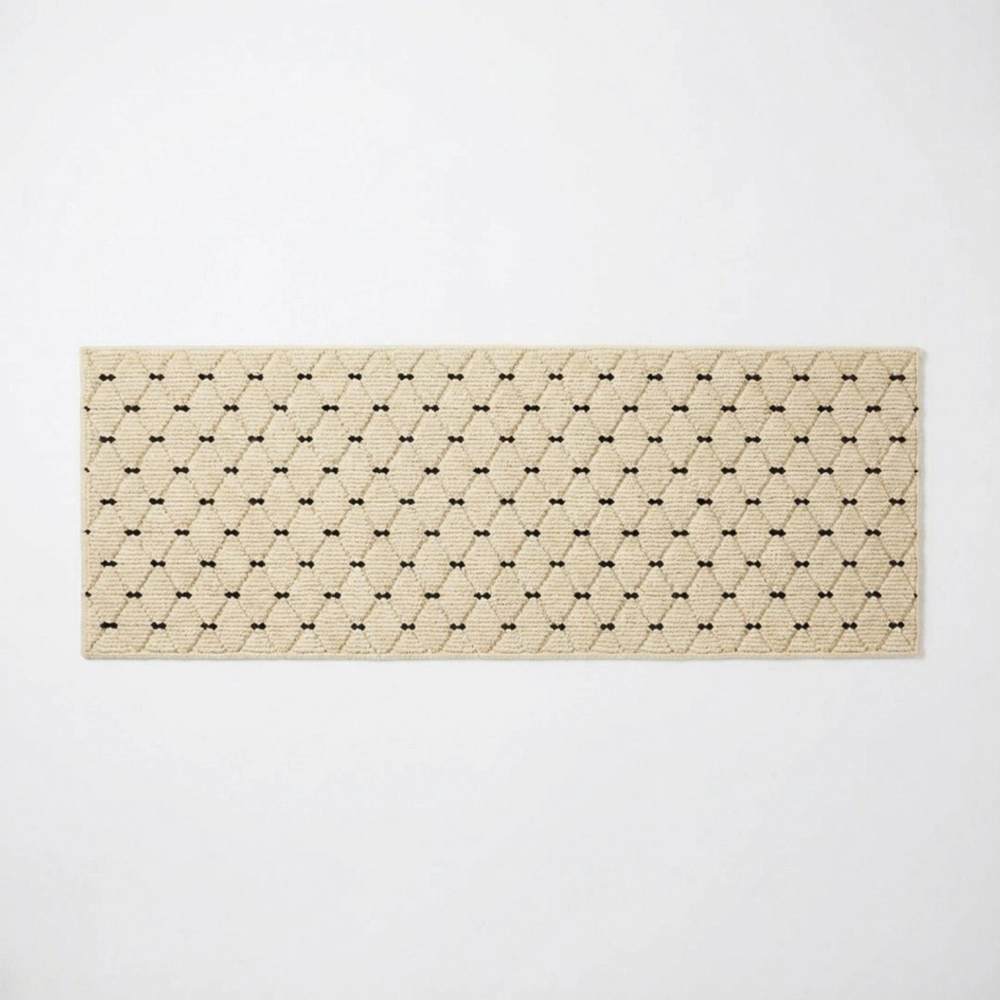 Alilang Unisex Neutral Diamond Pattern Woven Runner Rug Low Profile Bedroom Floor Runner