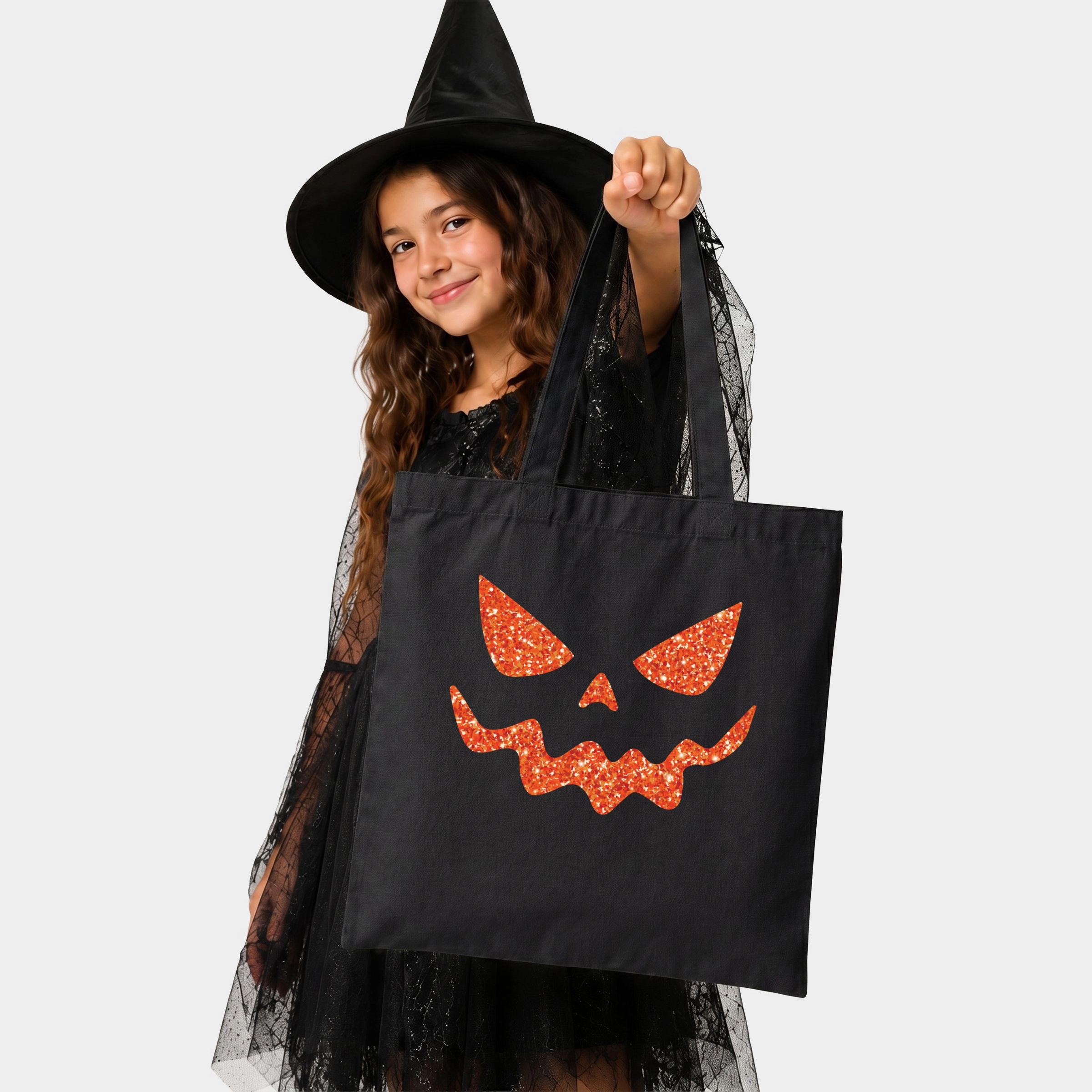 Simply Sage Market - Canvas Tote - Pumpkin Face Glitter