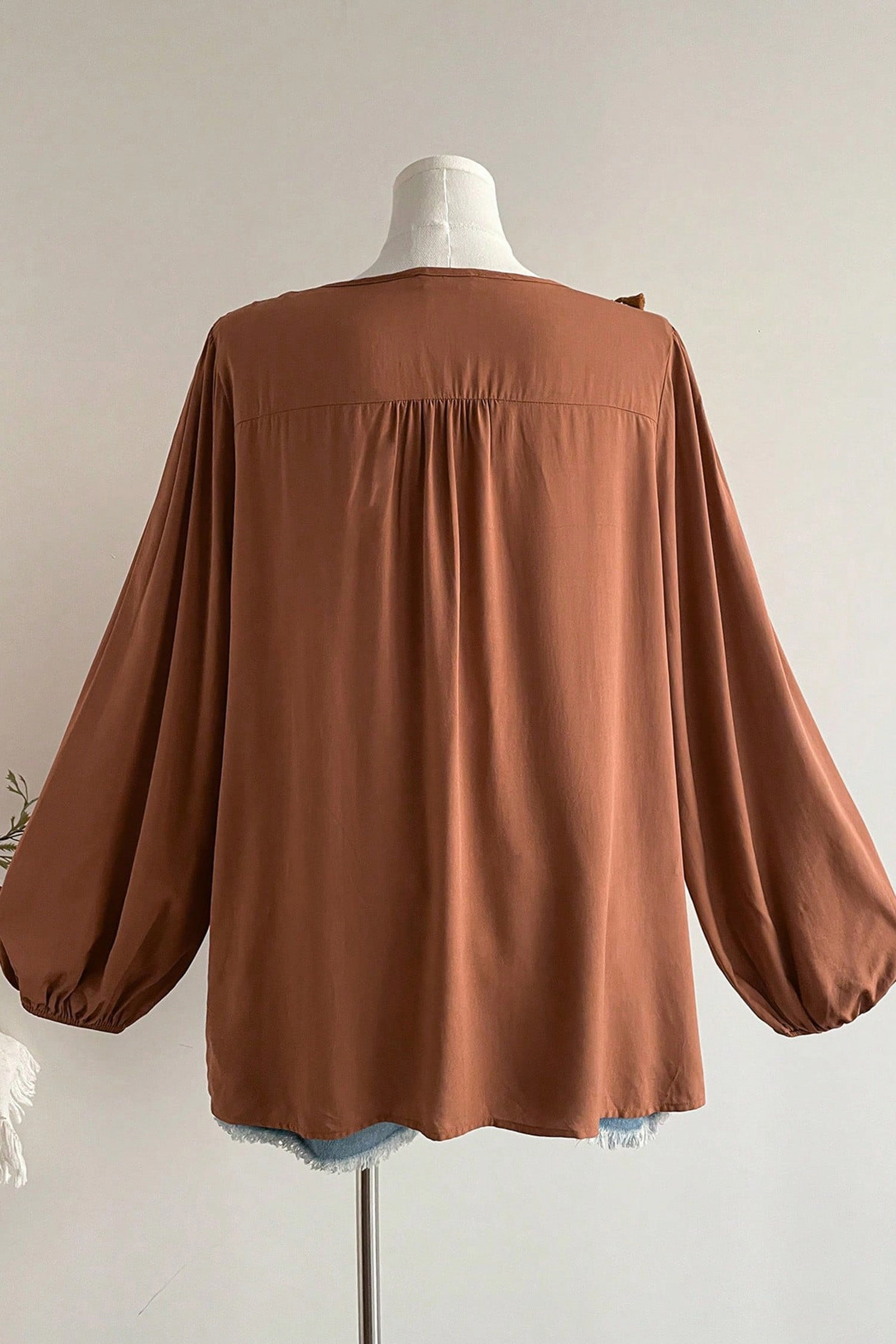 Threaded Pear Farrah Long Sleeve Blouse PLUS Top