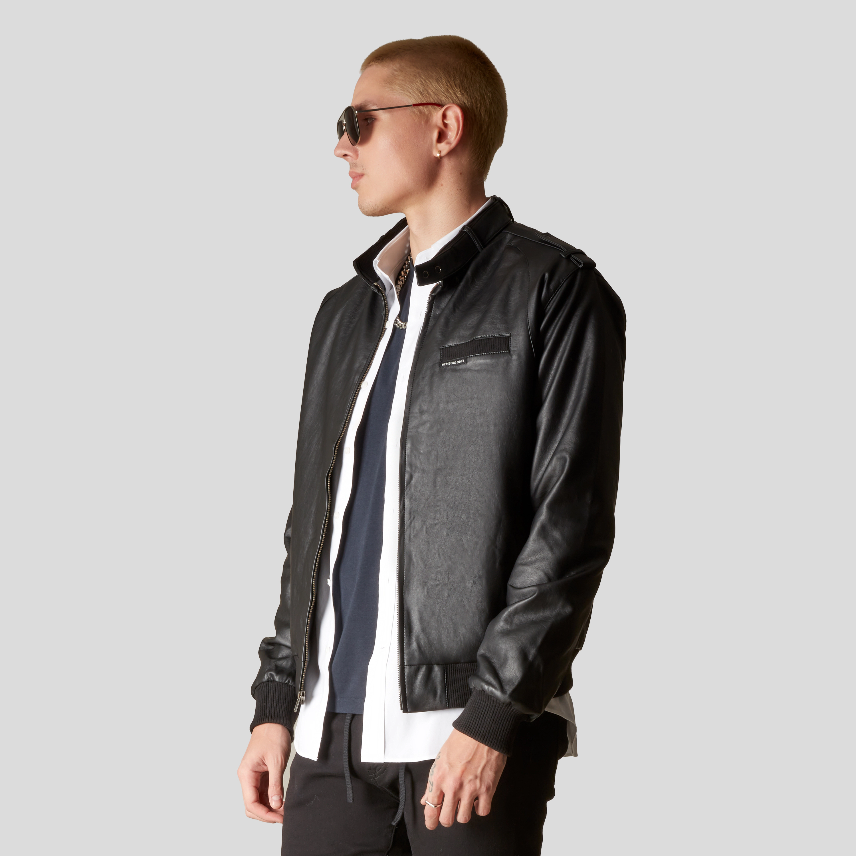 Members Only Men's Faux Leather Iconic Racer Jacket