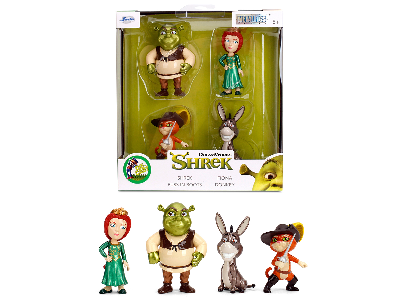 Jada Set of 4 Diecast Figures "Shrek" (2001) Movie "Metalfigs" Series by Jada