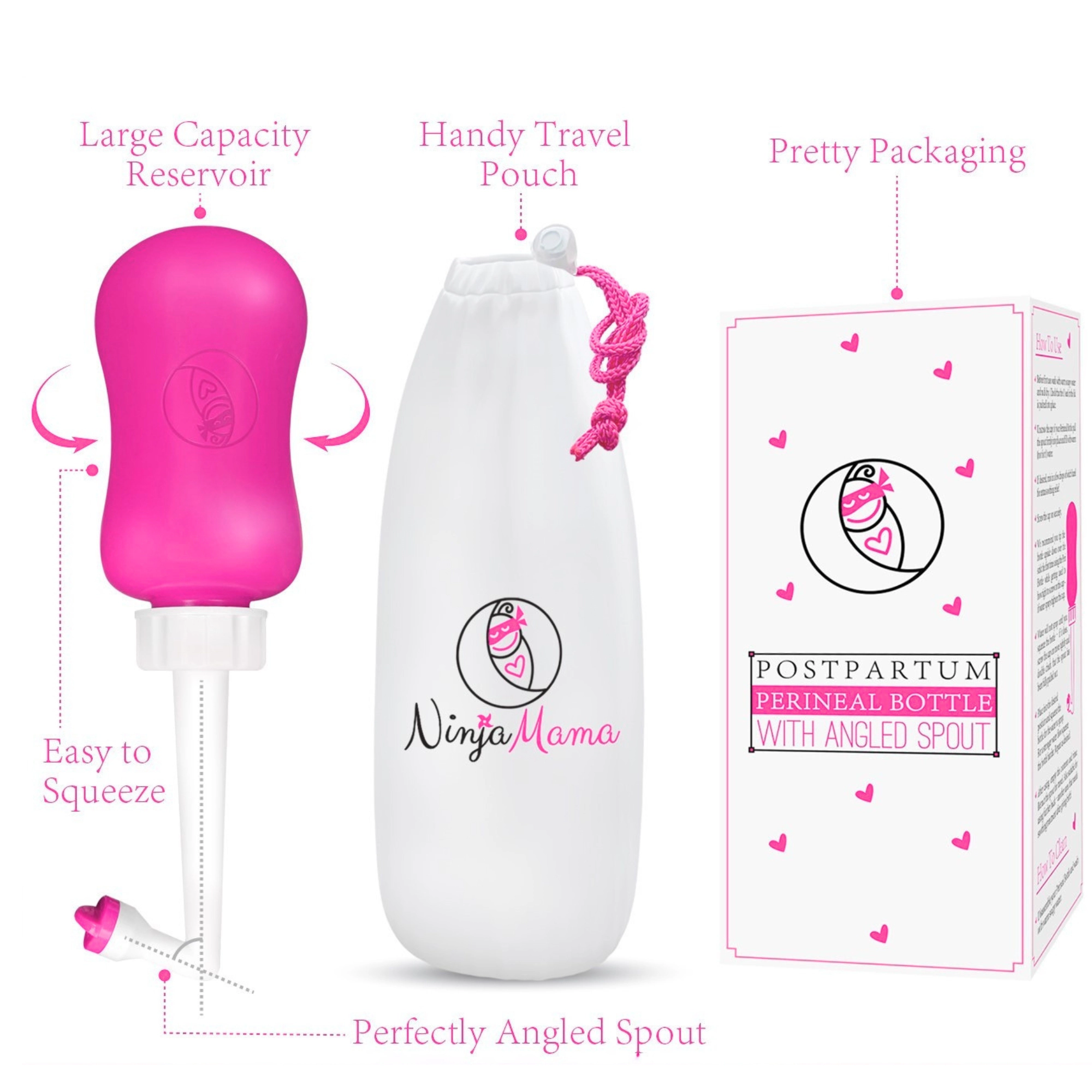 Ninja Mama Women's Postpartum Upside Down Peri Bottle (360ml) – Angled Perineal Care Bottle