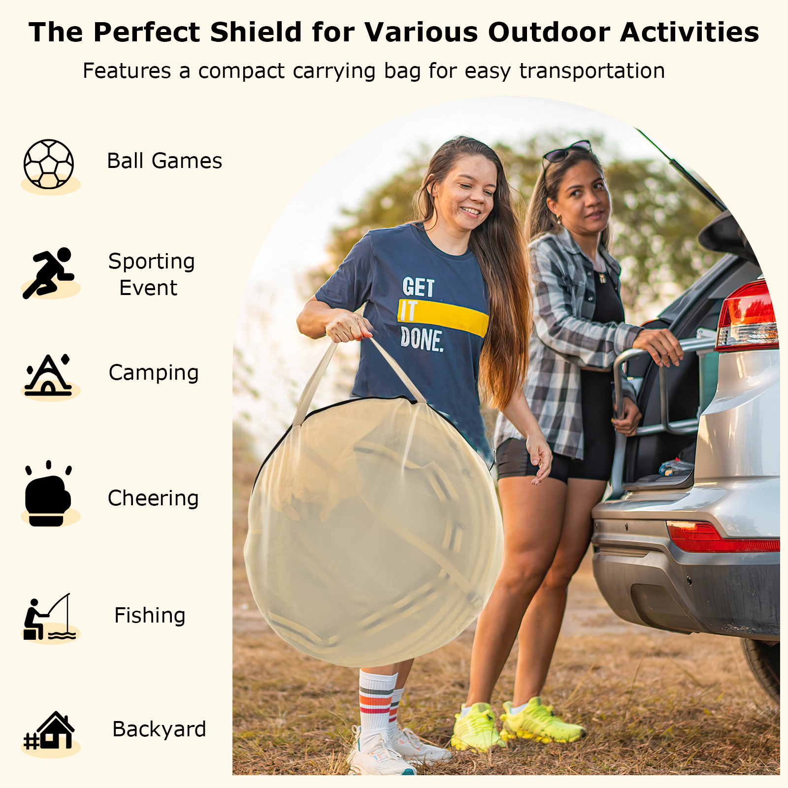 SUGIFT Transparent 4.2-ft Instant Pop-Up Sports Tent with Detachable Rainfly Floor Mat and Carrying Bag