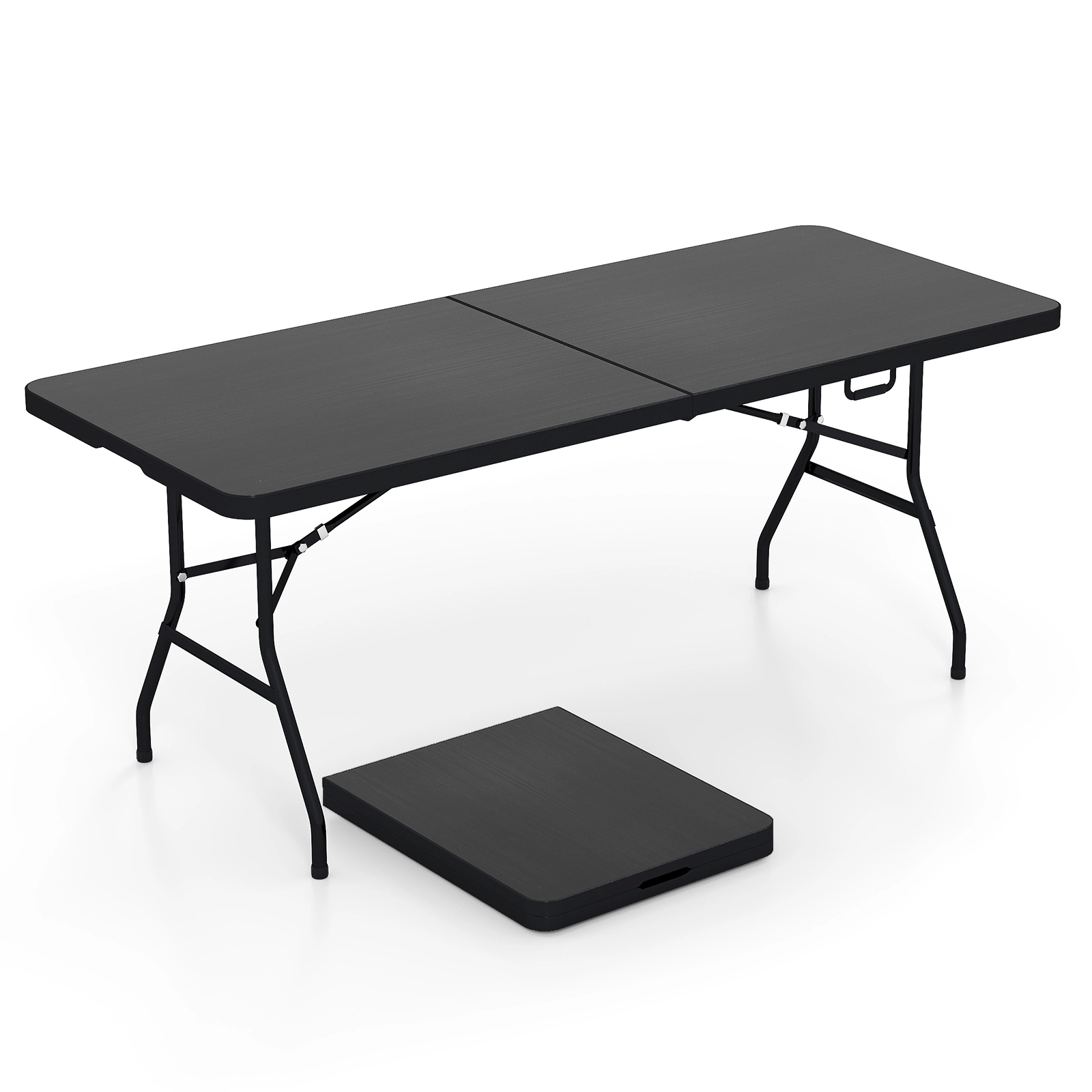 SUGIFT Black 71-Inch Portable Folding Camping Table, 330-Lb Capacity, HDPE Honeycomb Top
