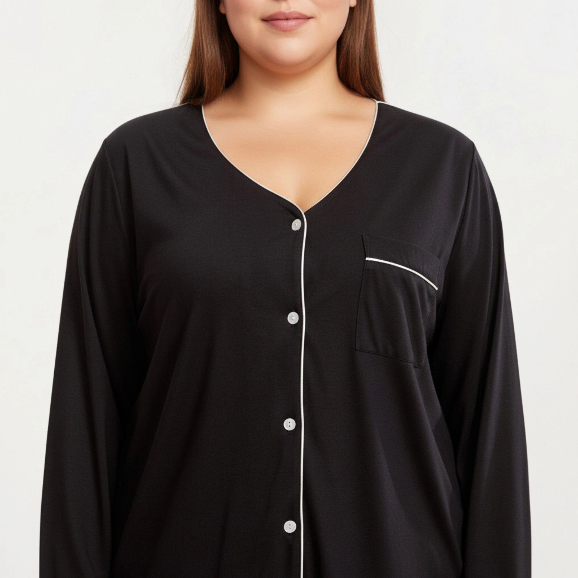 Anna-Kaci Women's 2-Piece Long Sleeve Button Front Pajama Top and Matching Relaxed Pants with Clean Piped Edging
