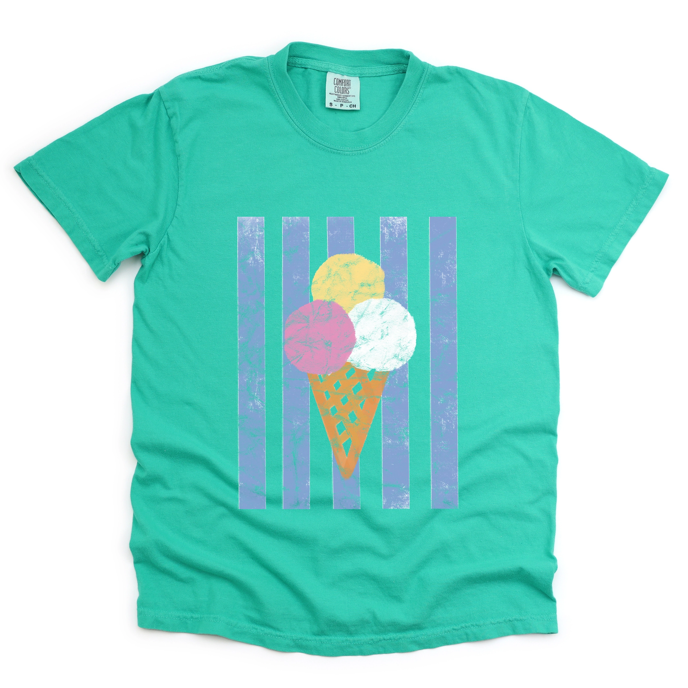 Simply Sage Market - Women's Garment Dyed Graphic T-Shirt Ice Cream Cone Stripes