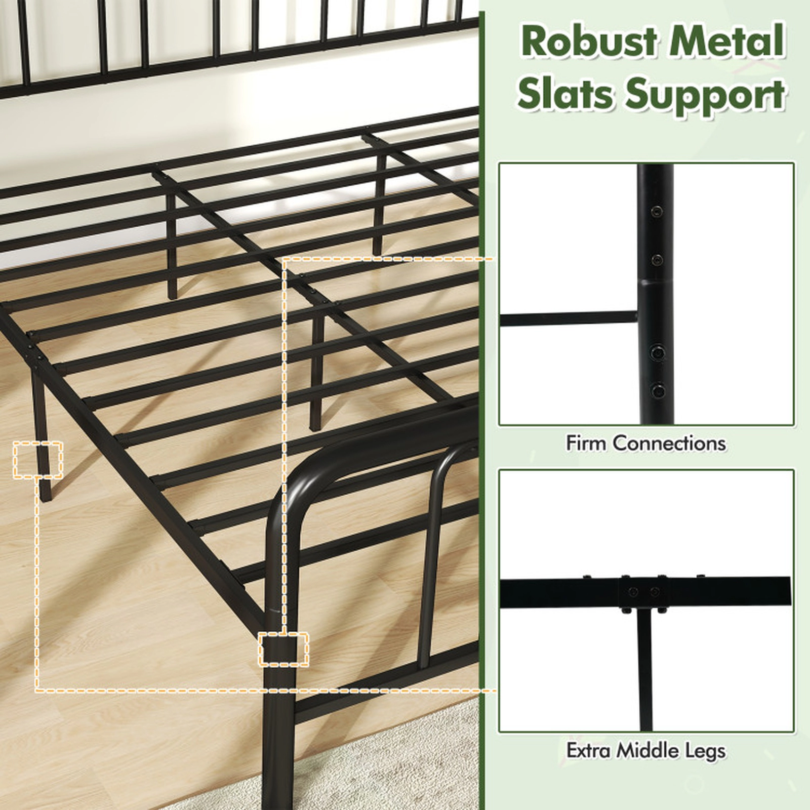 SUGIFT Full, Queen and King Size Steel Platform Bed Frame with Headboard and Footboard 1100-lb Capacity Black