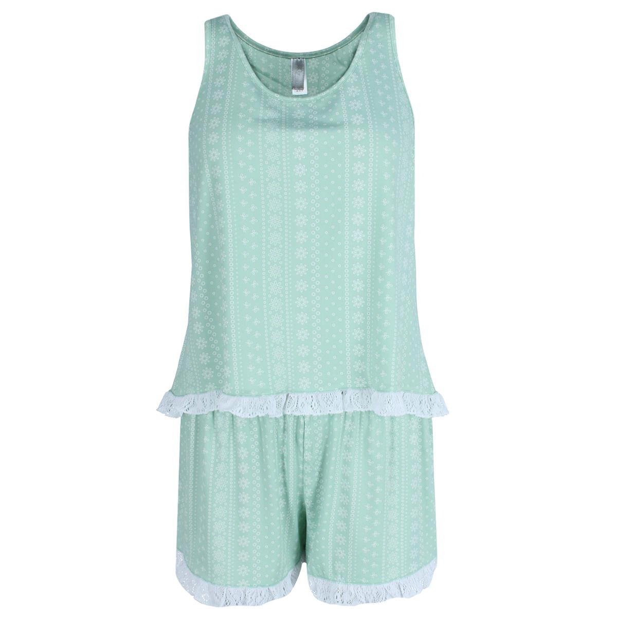 PJ Couture Women's Sleeveless Lacy Matching Short Set