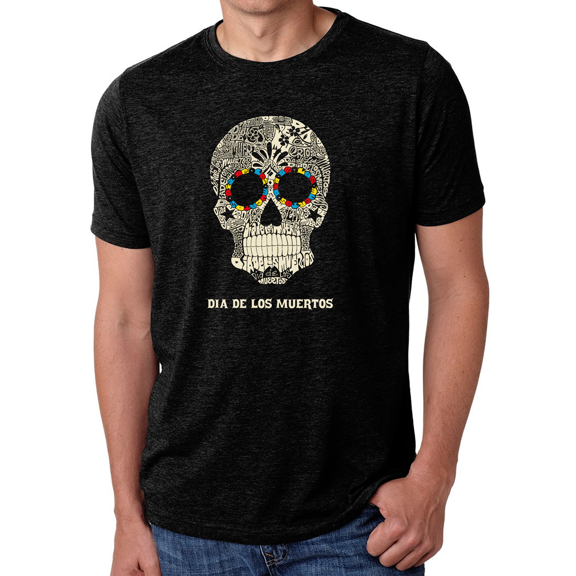 LA Pop Art Men's Cotton-Poly Word T-Shirt - Día De Los Muertos