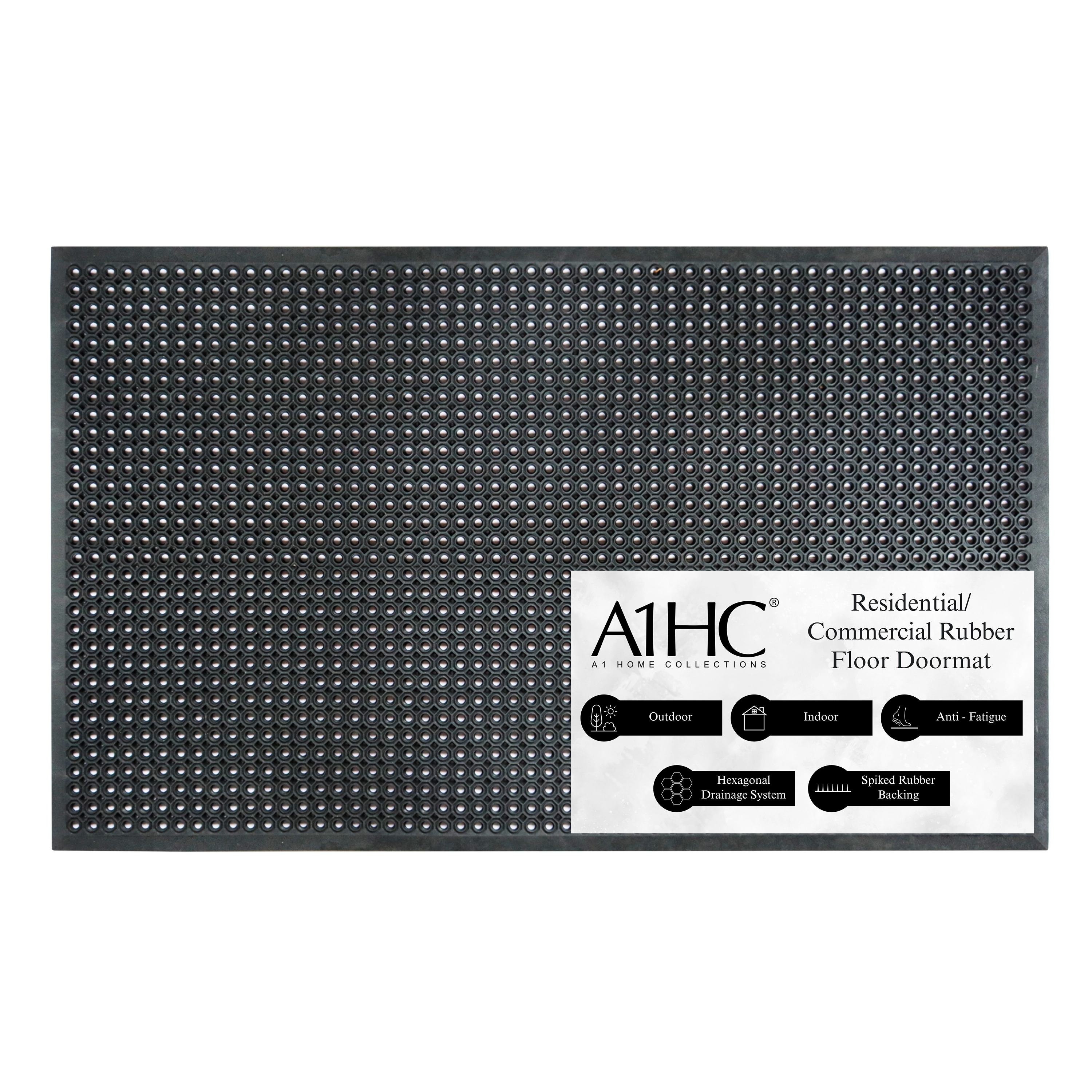 A1 Home Collections Heavy Duty Anti-Fatigue Rubber Floor Mat, Non-Slip Drainage Mat, 36 x 60 Inch